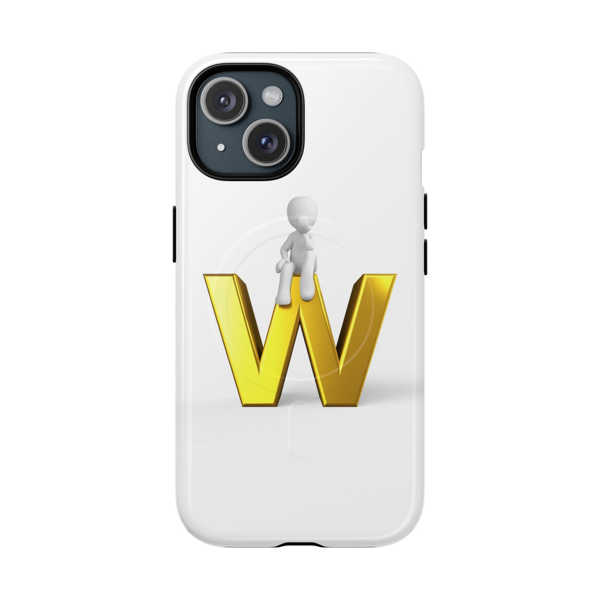 Coque de téléphone magnétique robuste avec figurine 3D sur fond doré