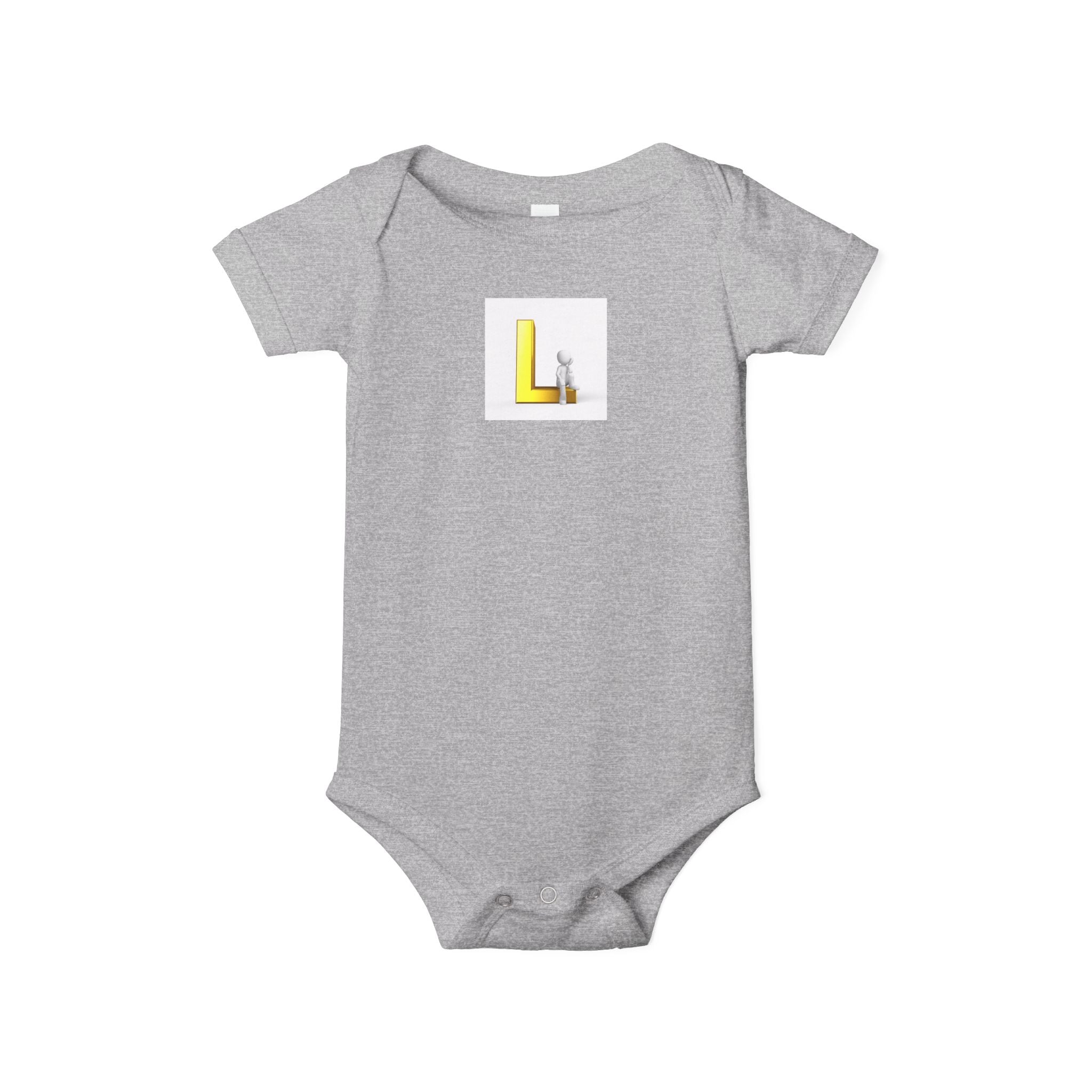 Yellow Block Letter L with Little Lamb Infant Onesie