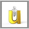 Gold Letter U with Figure throw Pillow