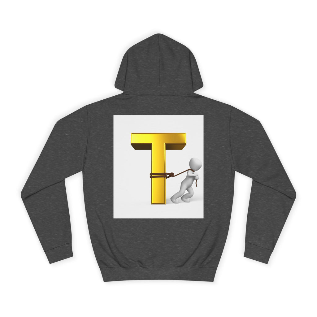 Letter T Mascot Pulling Block T Hoodie | Monogram Initial T Sweatshirt