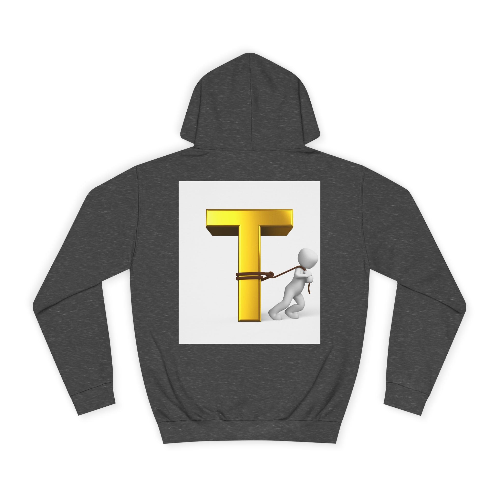 Letter T Mascot Pulling Block T Hoodie | Monogram Initial T Sweatshirt