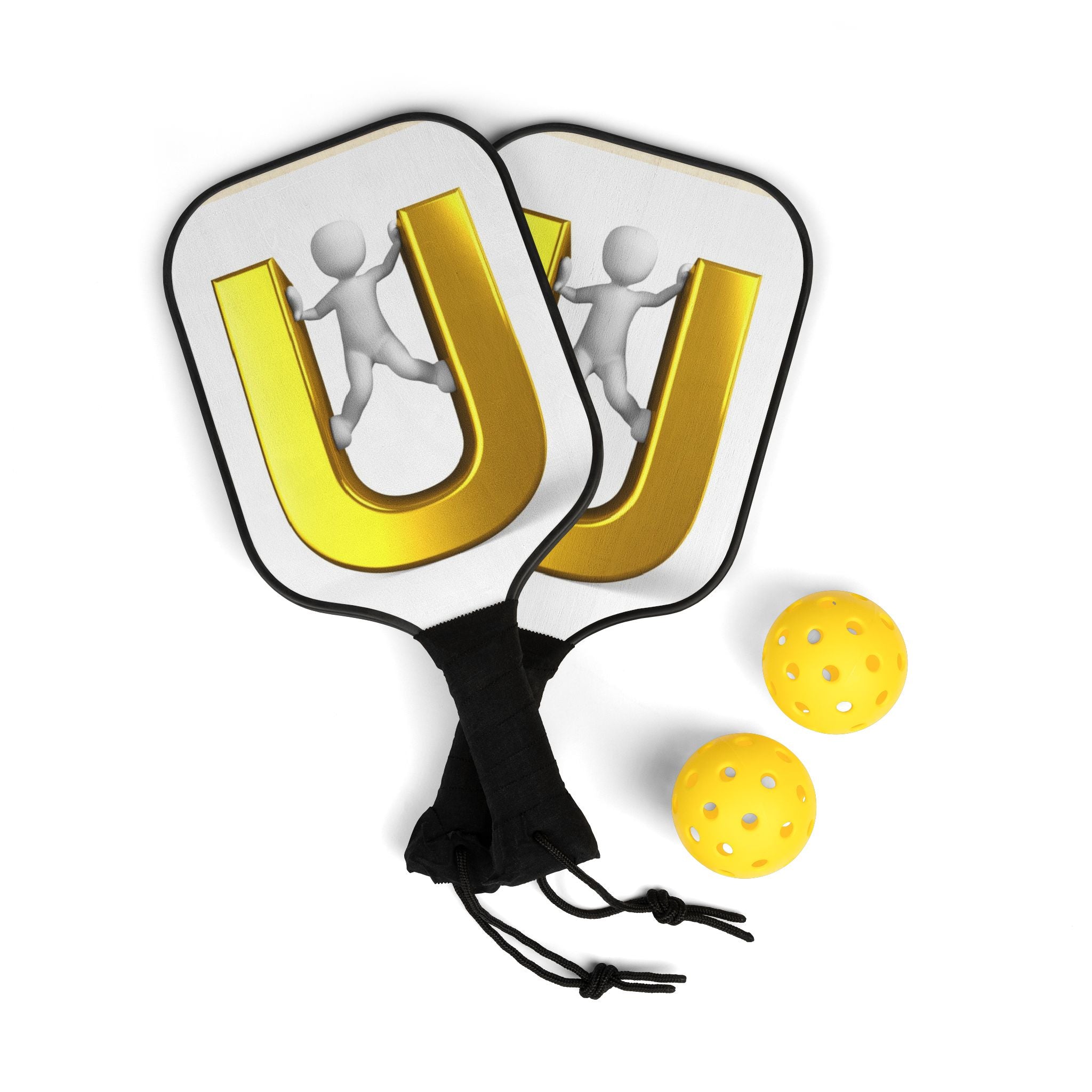 Golden Letter U Figure Pickleball Paddle