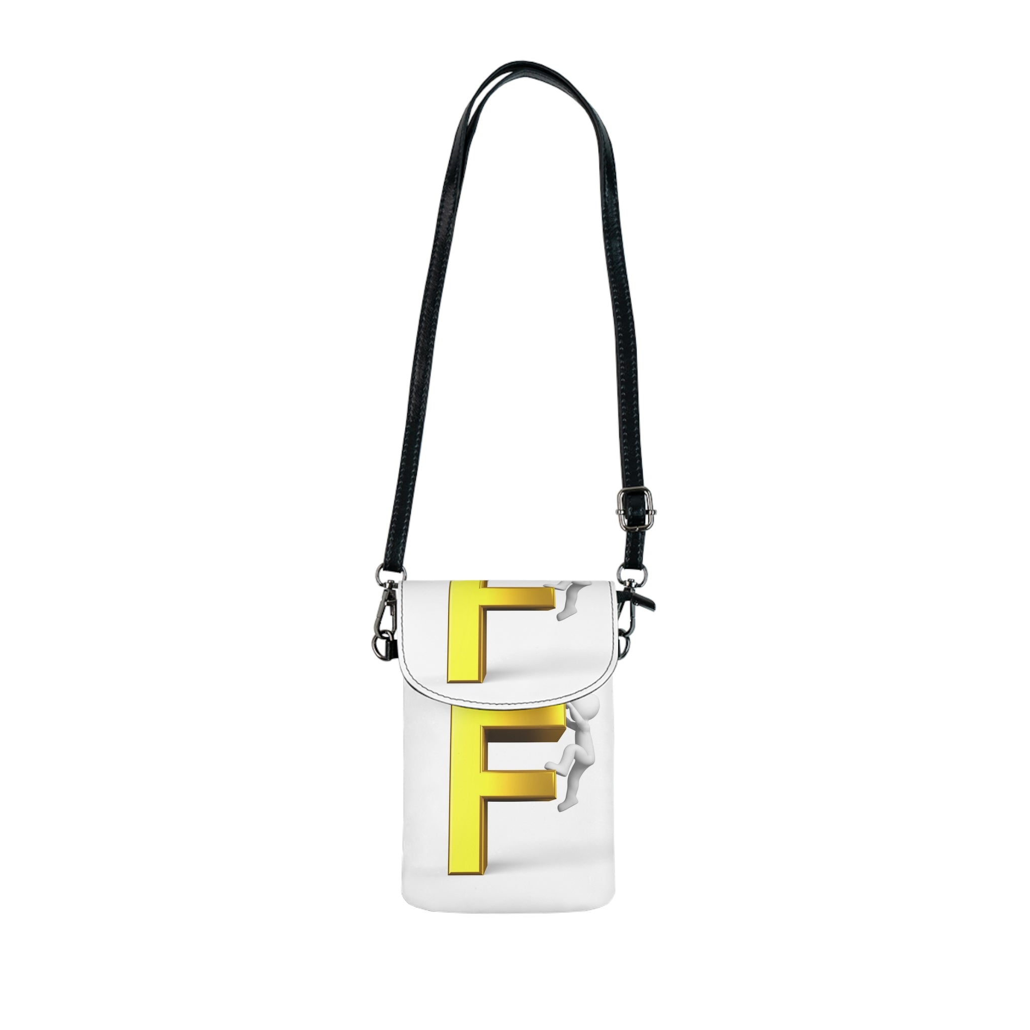 Yellow Letter F Monogram Small Cell Phone Wallet | Crossbody Pouch