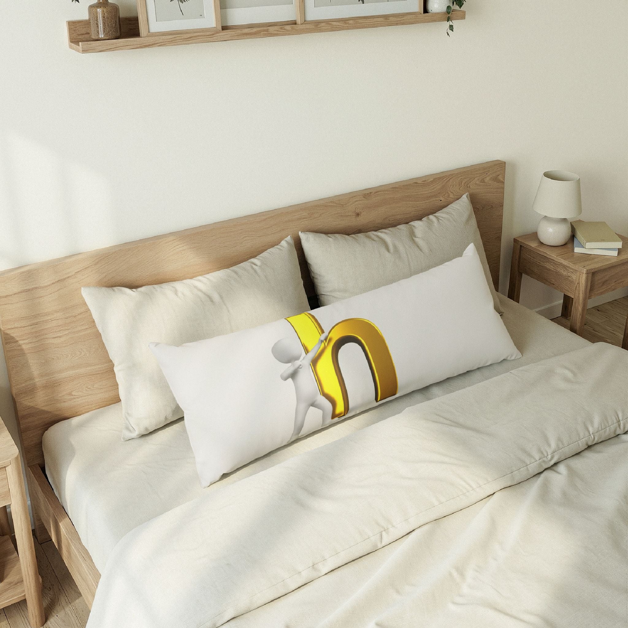 3D Figure Pushing Gold Letter H Body Pillow | Novelty Alphabet Lumbar