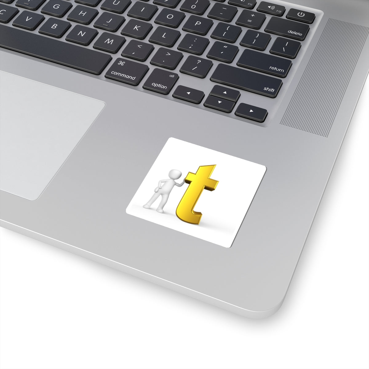 3D Gold Letter T with Figure sticker | Kiss-Cut Sticker