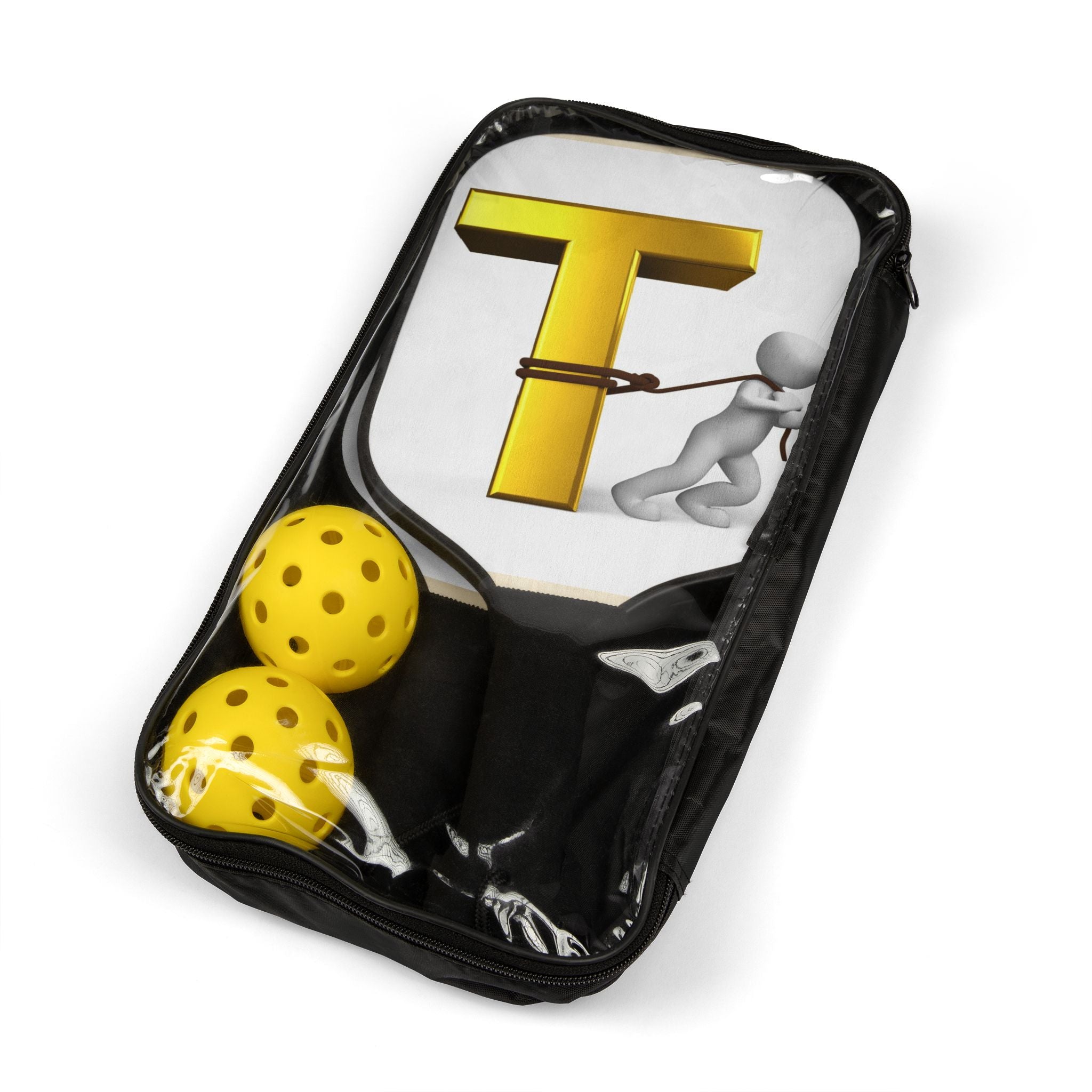 Pulling Letter T Pickleball Paddle Kit | Pickleball Set, Novelty Initial Design