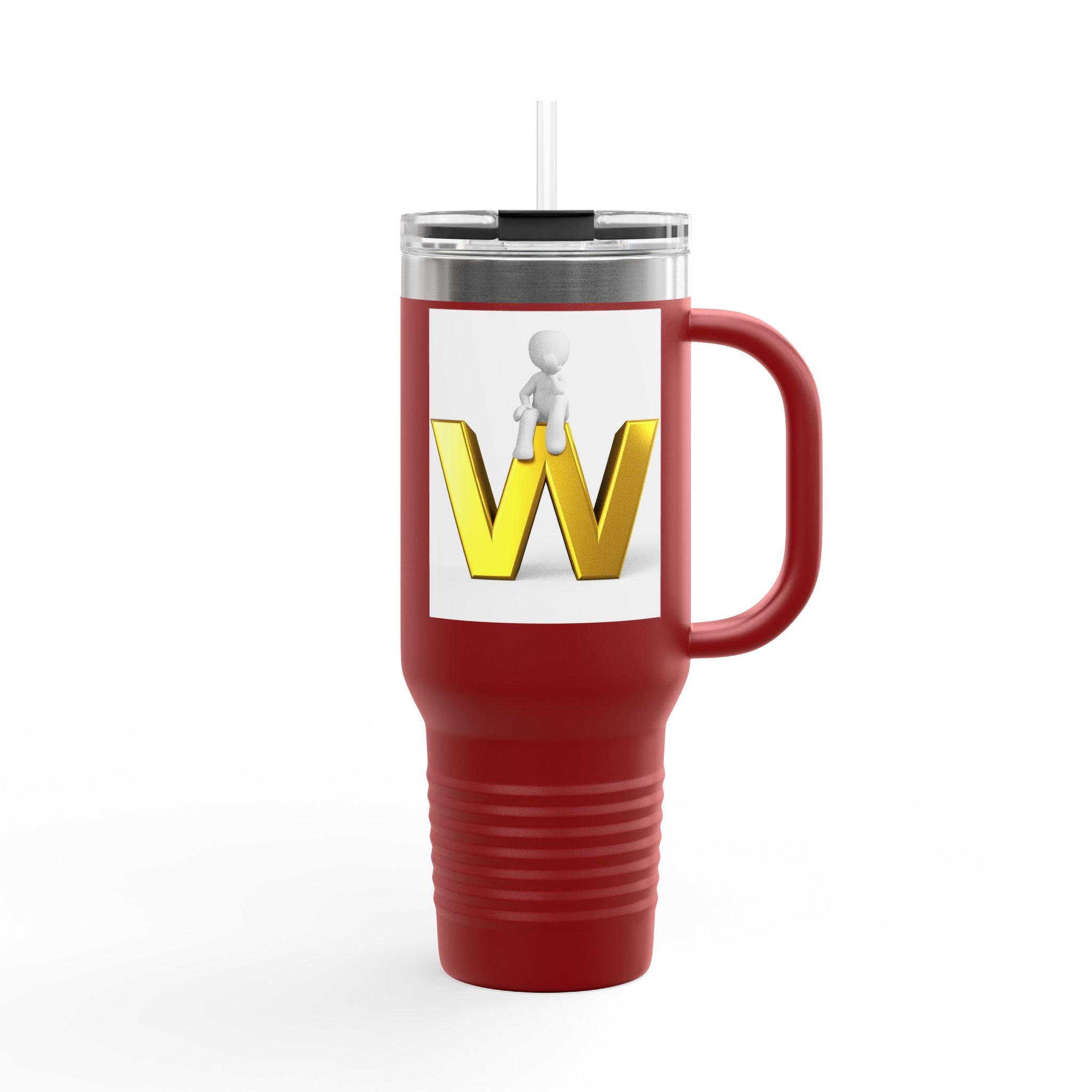 3D Gold Letter W with Figure Travel Mug | Insulated 40oz Tumbler