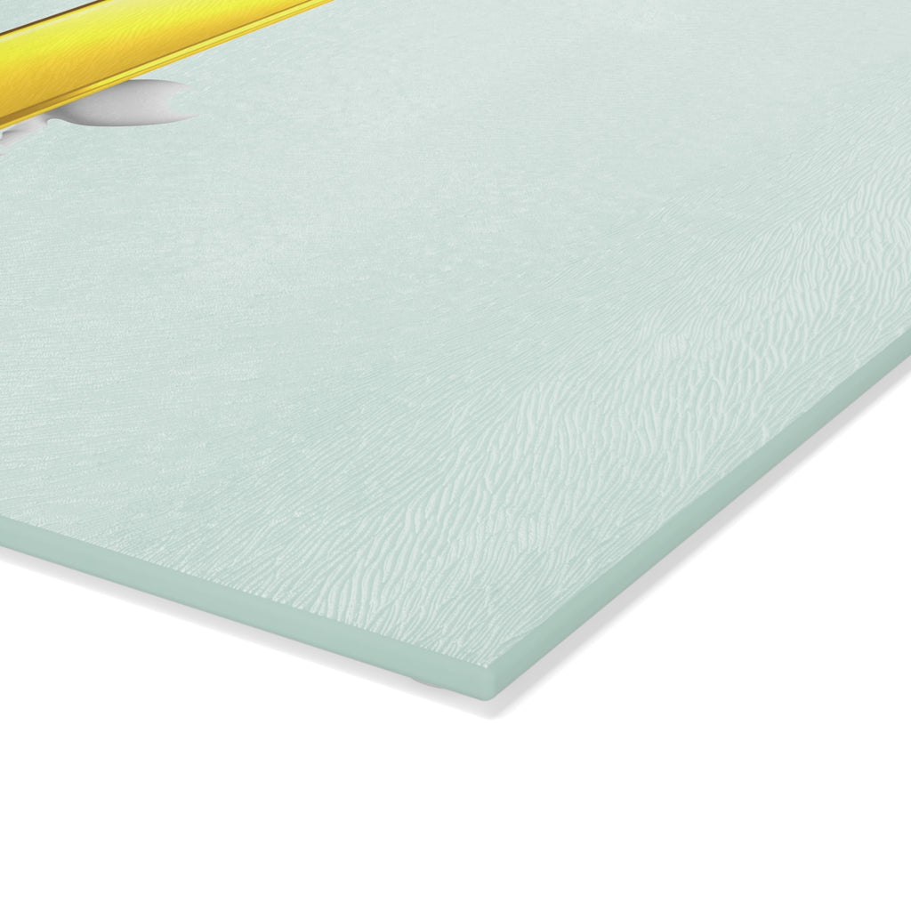 Yellow Letter I Illustration Glass Cutting Board | Minimal Alphabet Kitchen Decor