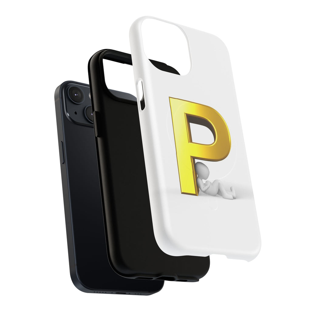 Gold Letter P Monogram Phone Case | Tough Magnetic Case
