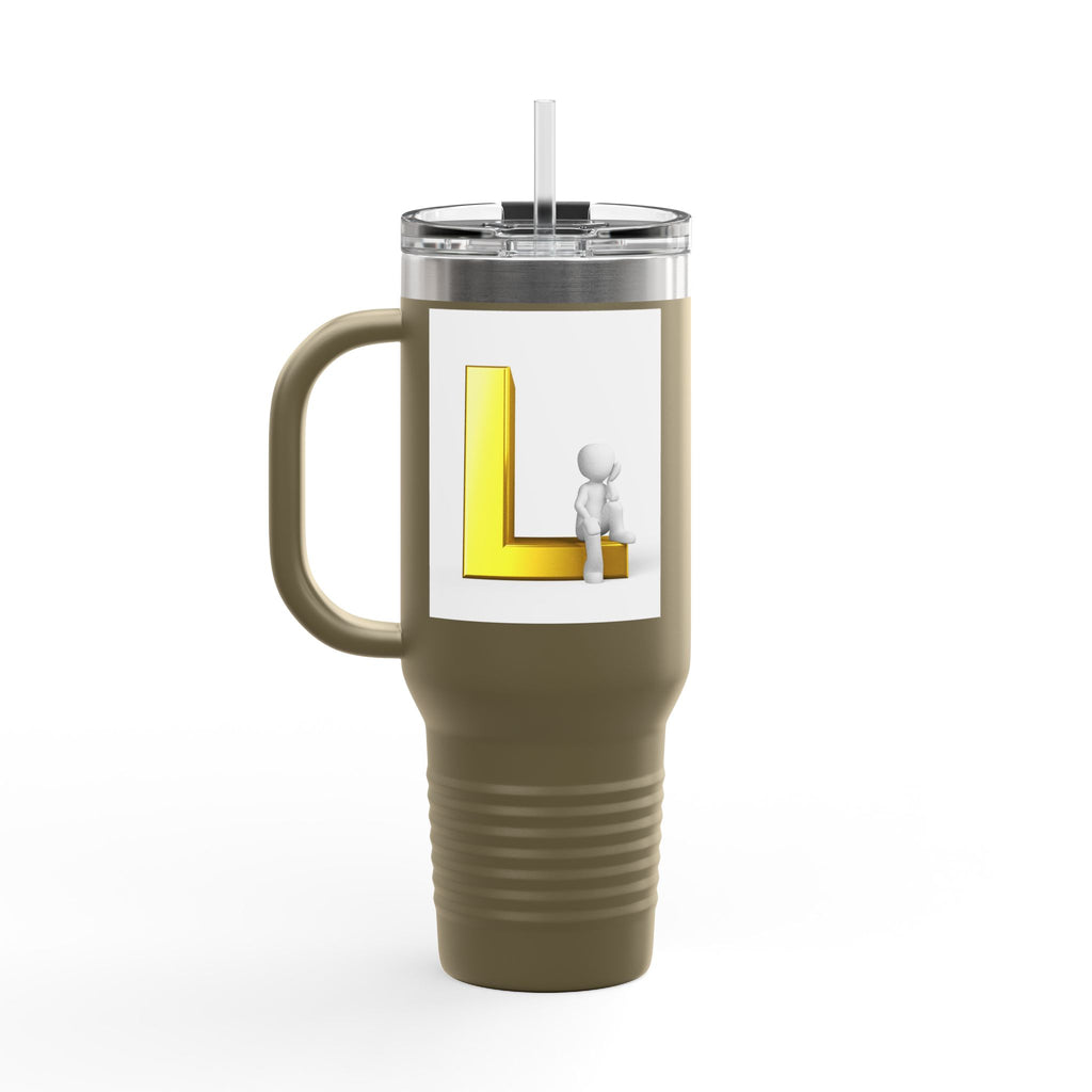 Gold Letter L Monogram Travel Mug | 40oz Insulated Tumbler