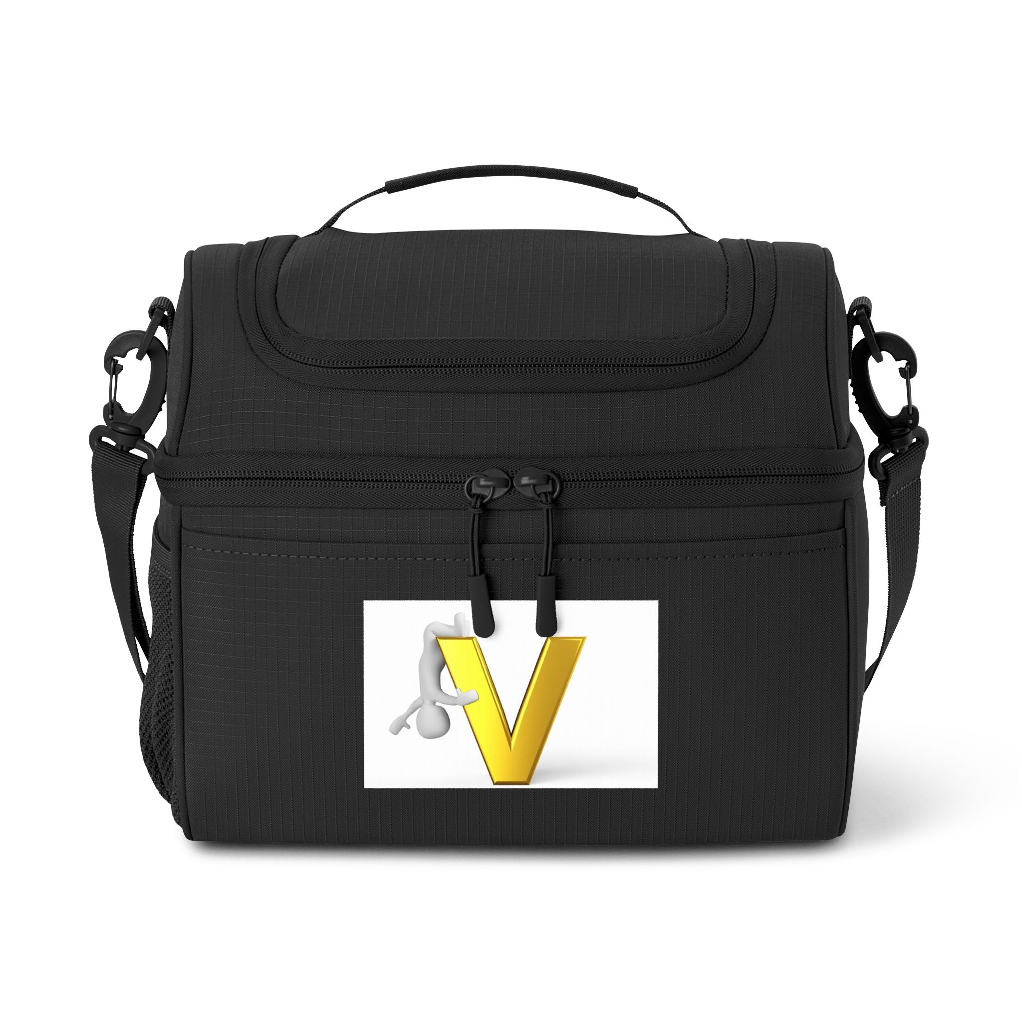 Gold V Monogram Cooler Bag | Insulated Lunch Tote, Initial V