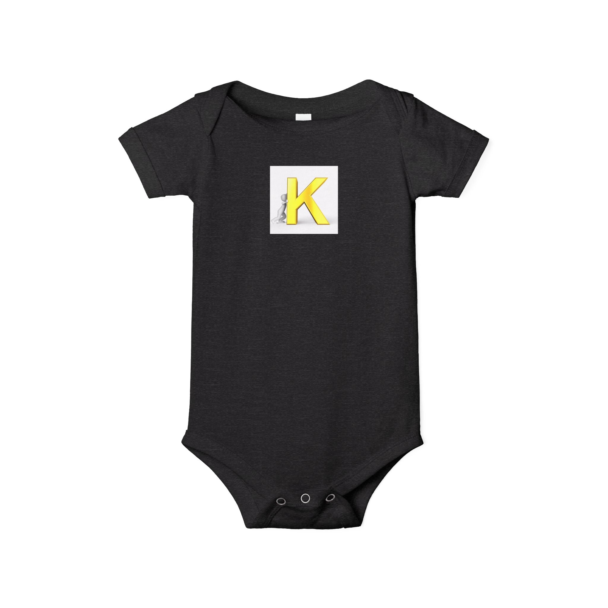 Body bébé monogramme lettre K jaune | Grenouillère bébé initiale