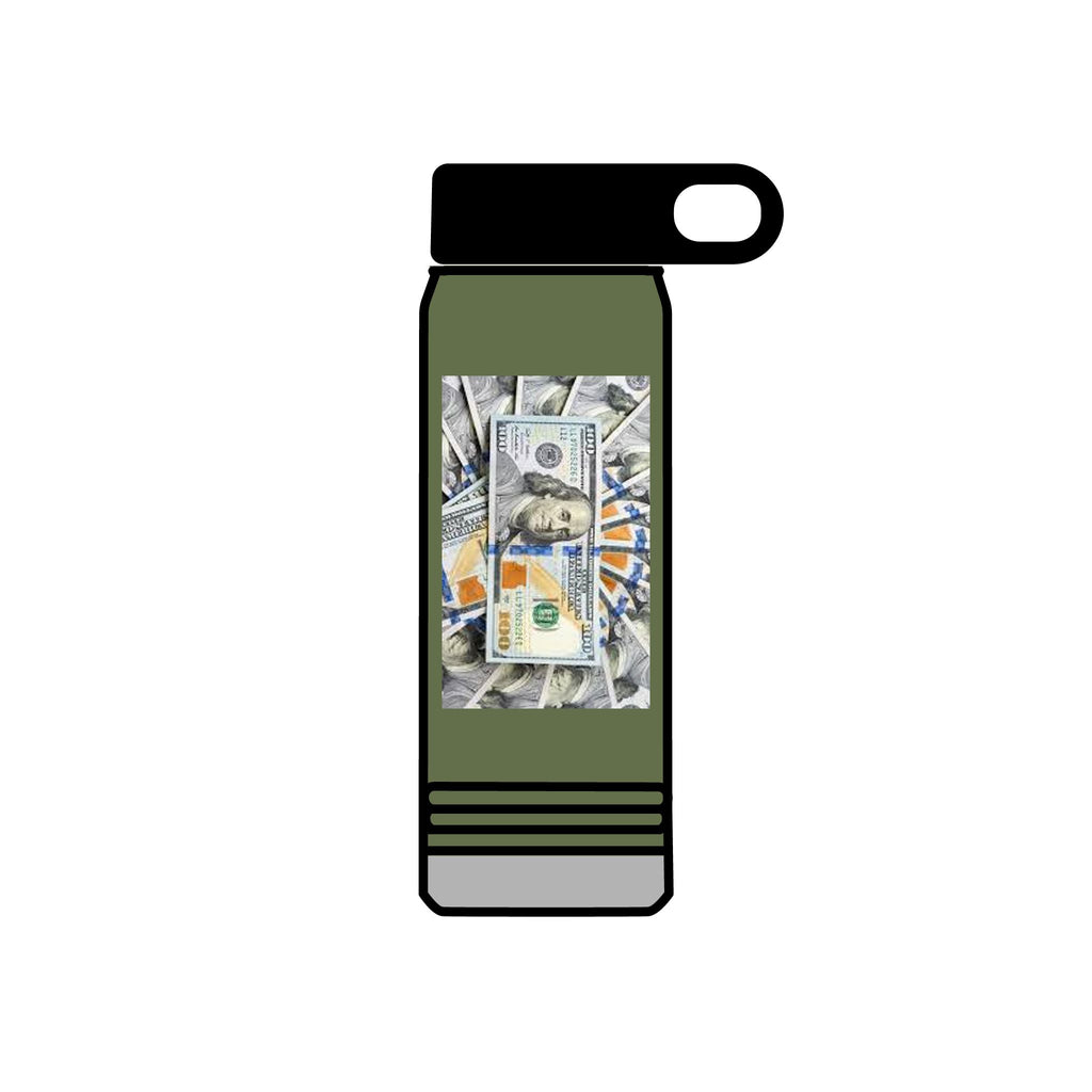 Stack of Hundred Dollar Bills Water Bottle | Money Graphic 20oz