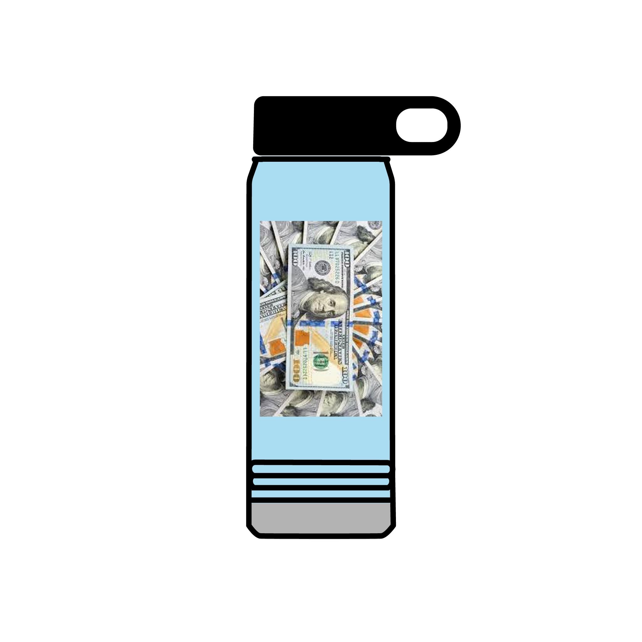 Stack of Hundred Dollar Bills Water Bottle | Money Graphic 20oz