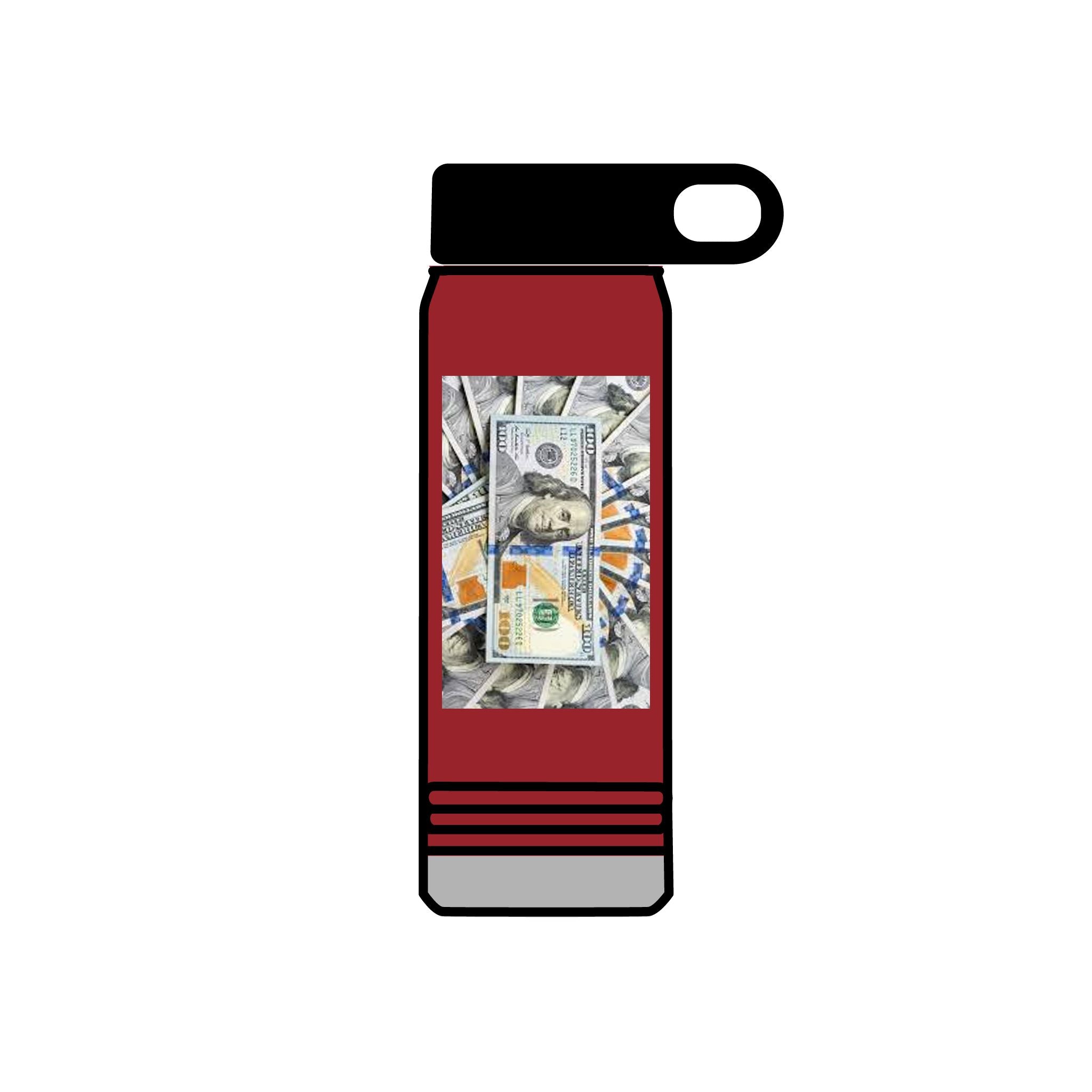 Stack of Hundred Dollar Bills Water Bottle | Money Graphic 20oz