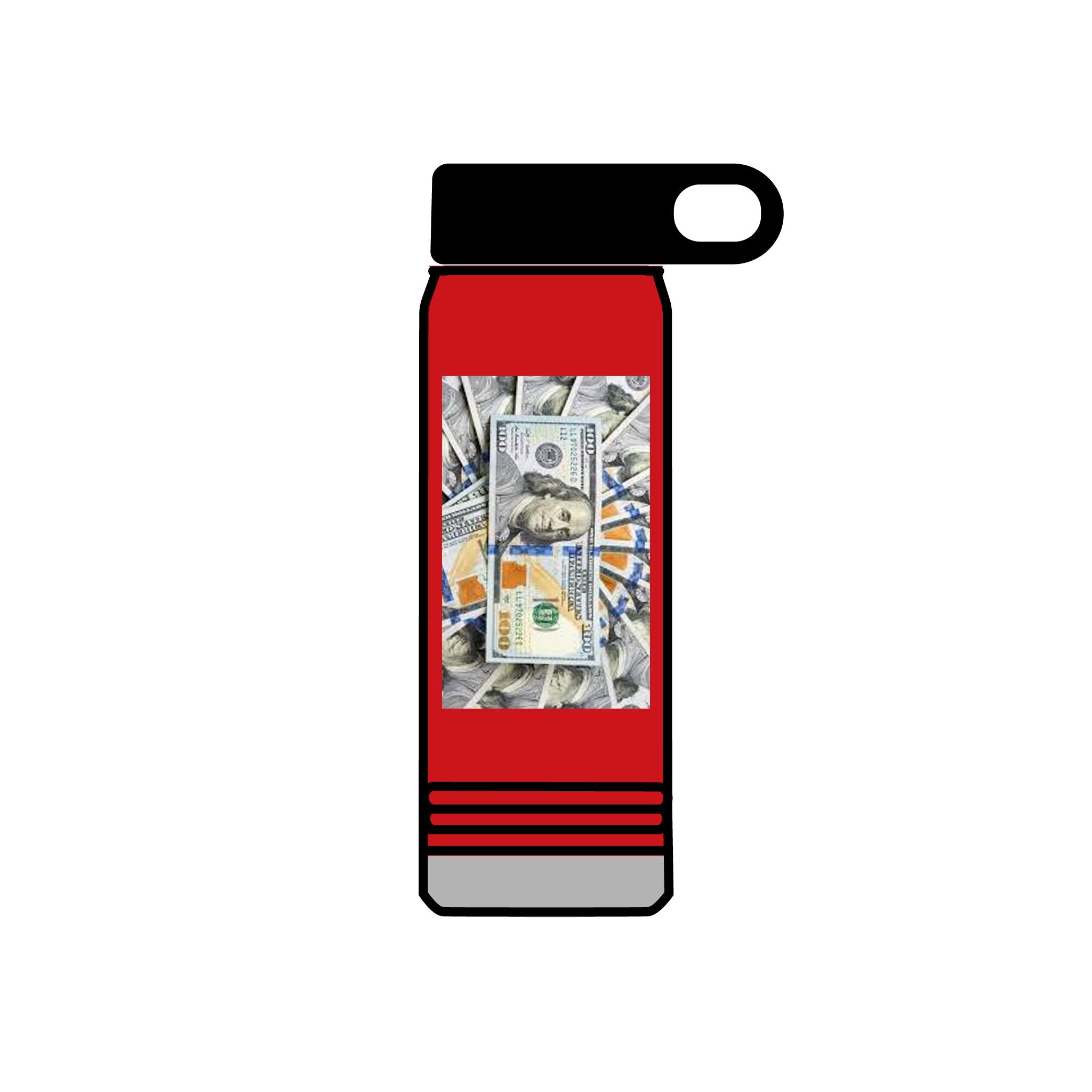 Stack of Hundred Dollar Bills Water Bottle | Money Graphic 20oz