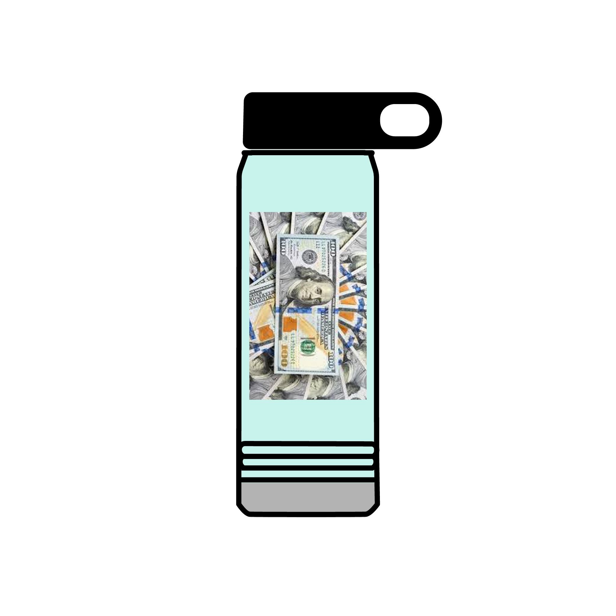 Stack of Hundred Dollar Bills Water Bottle | Money Graphic 20oz