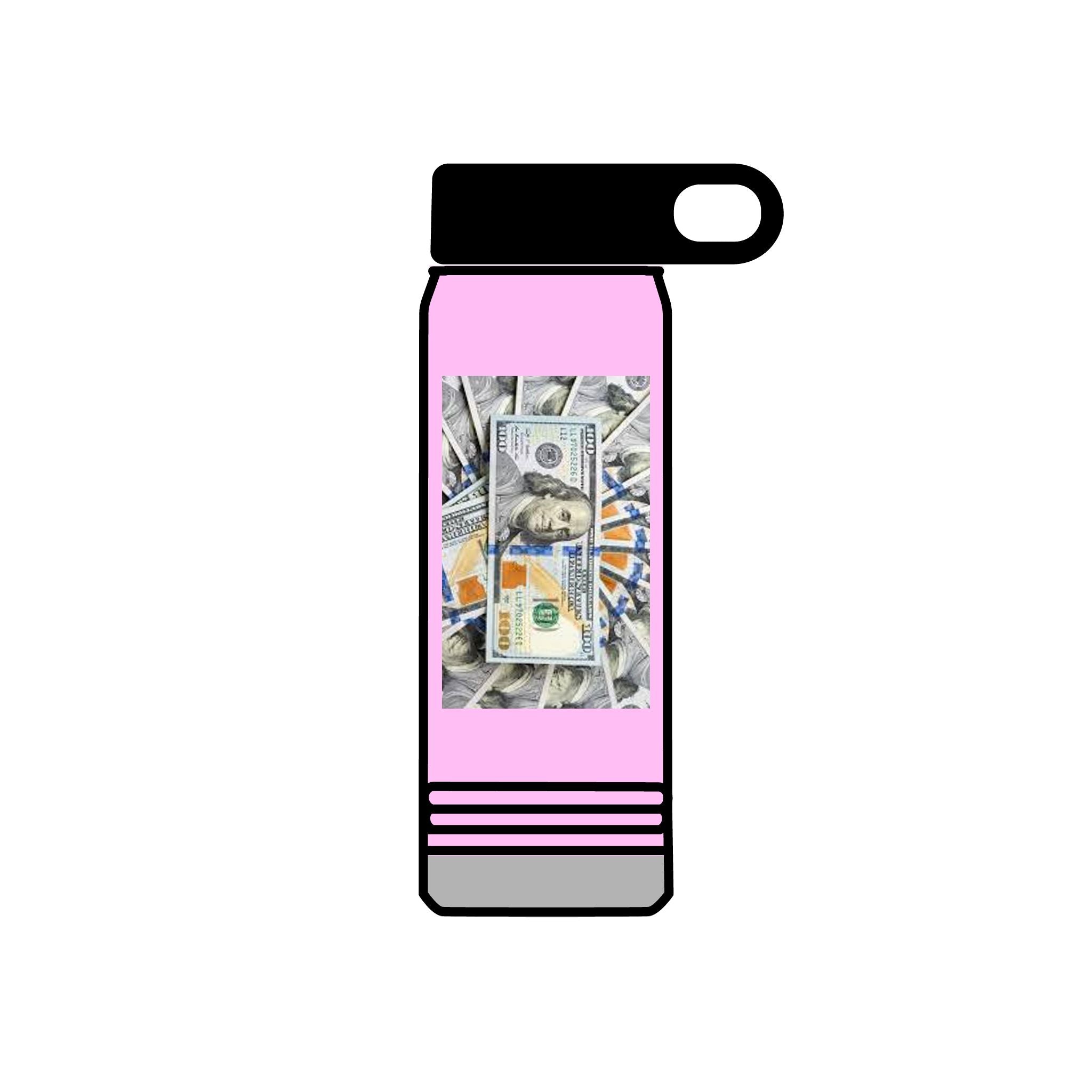 Stack of Hundred Dollar Bills Water Bottle | Money Graphic 20oz
