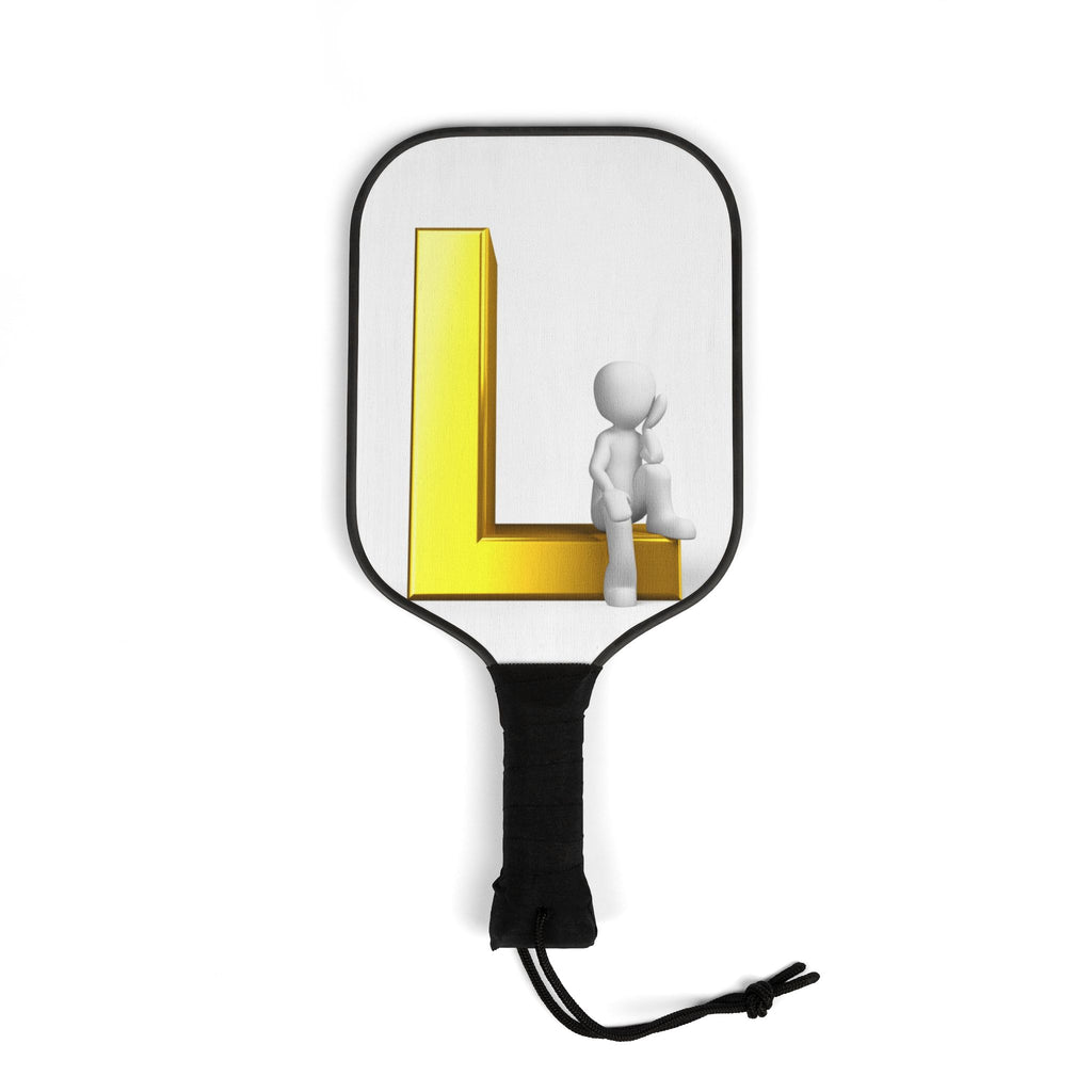 Yellow 3D Letter L with Figure pickleball paddle