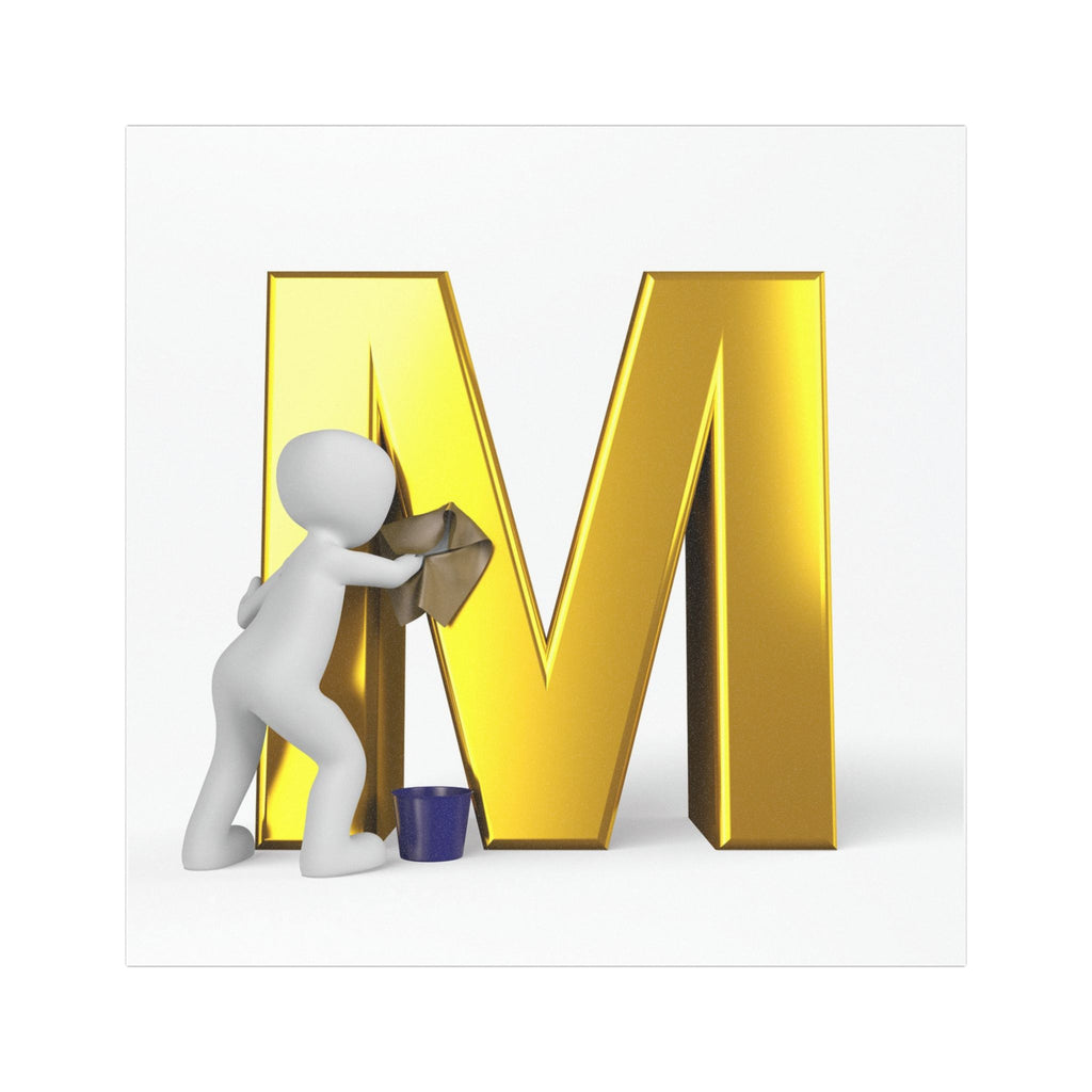 Gold Letter M with Cleaner Illustration Car Magnet