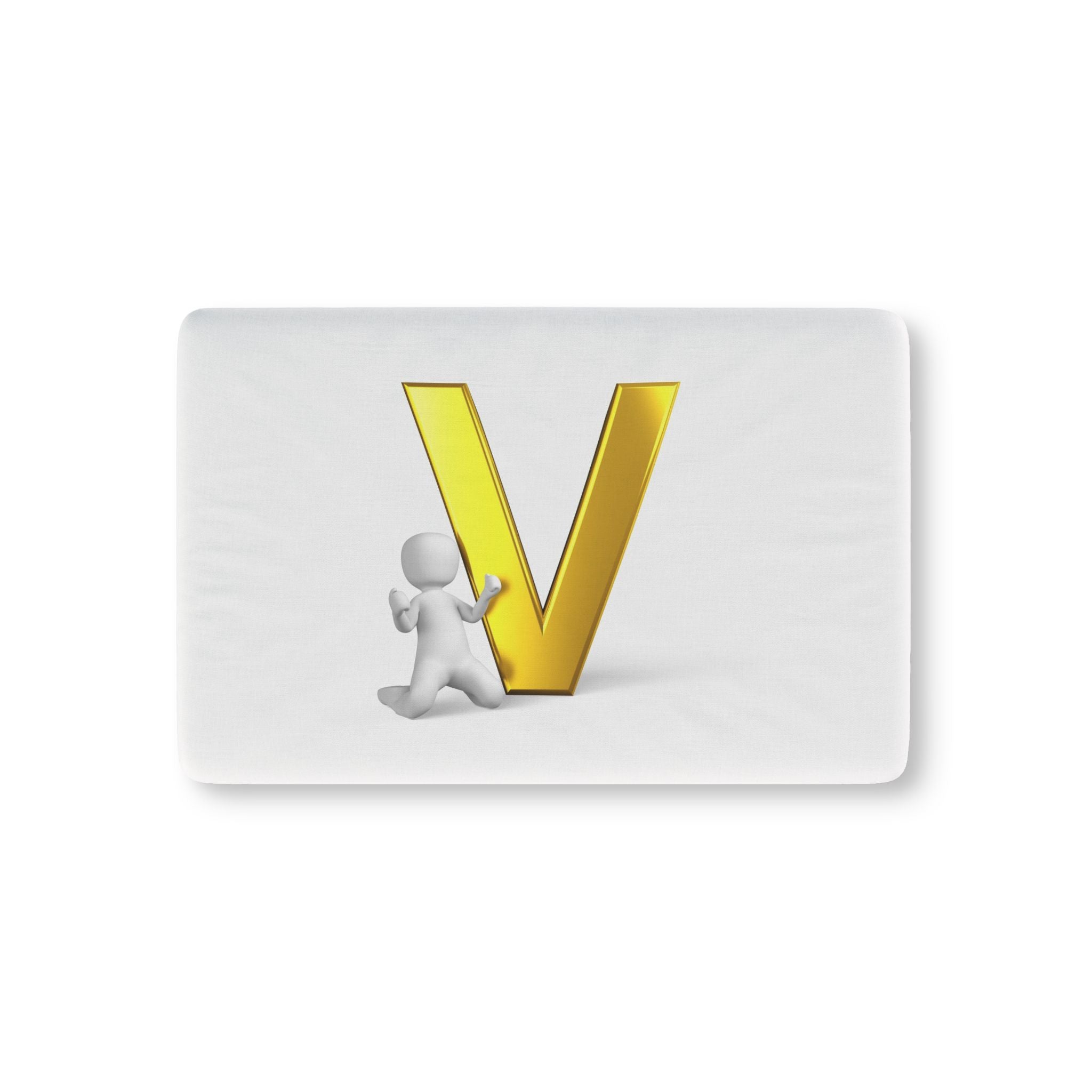 Gold Letter V with 3D Figure Baby Fitted Crib Sheet