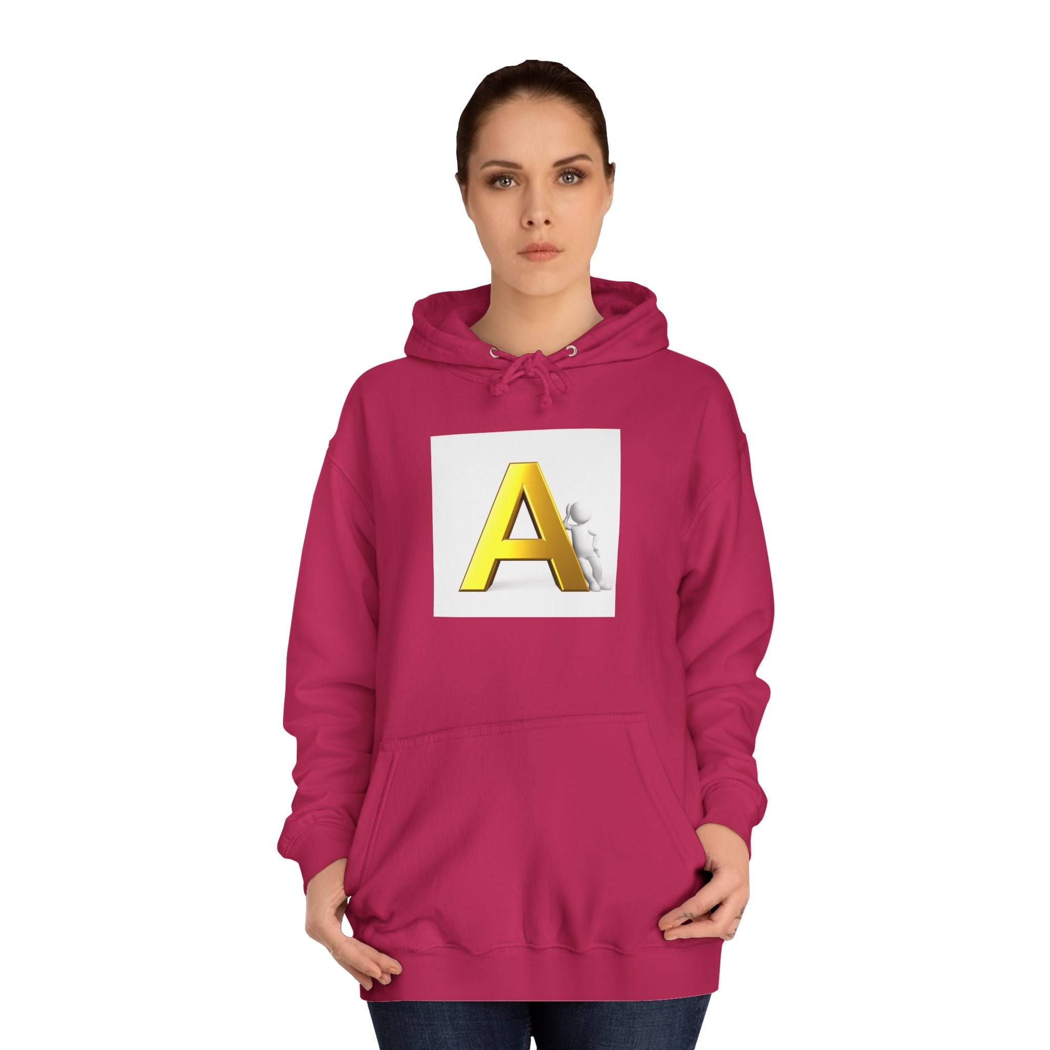 Gold 3D Letter A Hoodie | Monogram Initial A sweatshirt