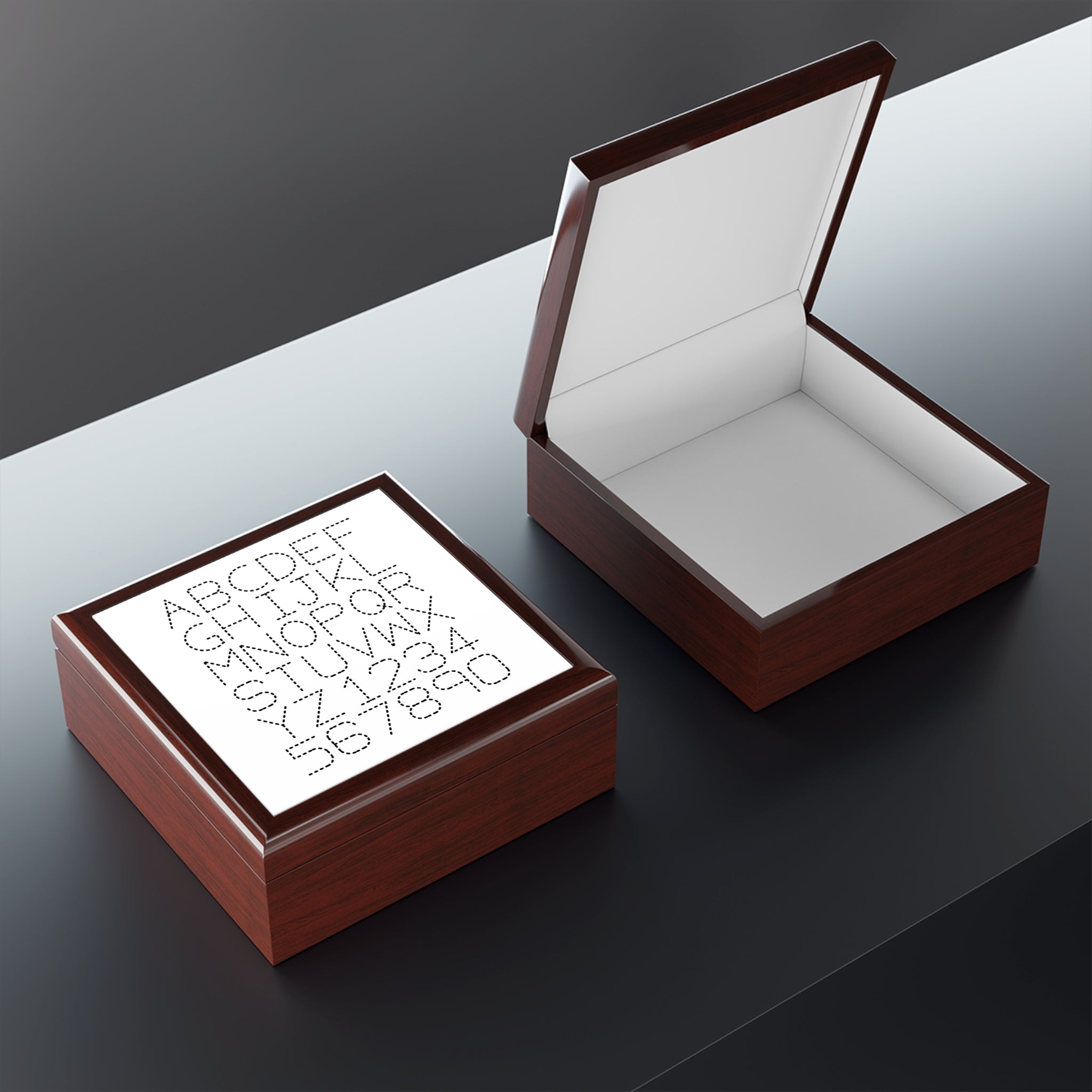 Dot Alphabet Monogram Jewelry Box | Modern Letter Grid Design