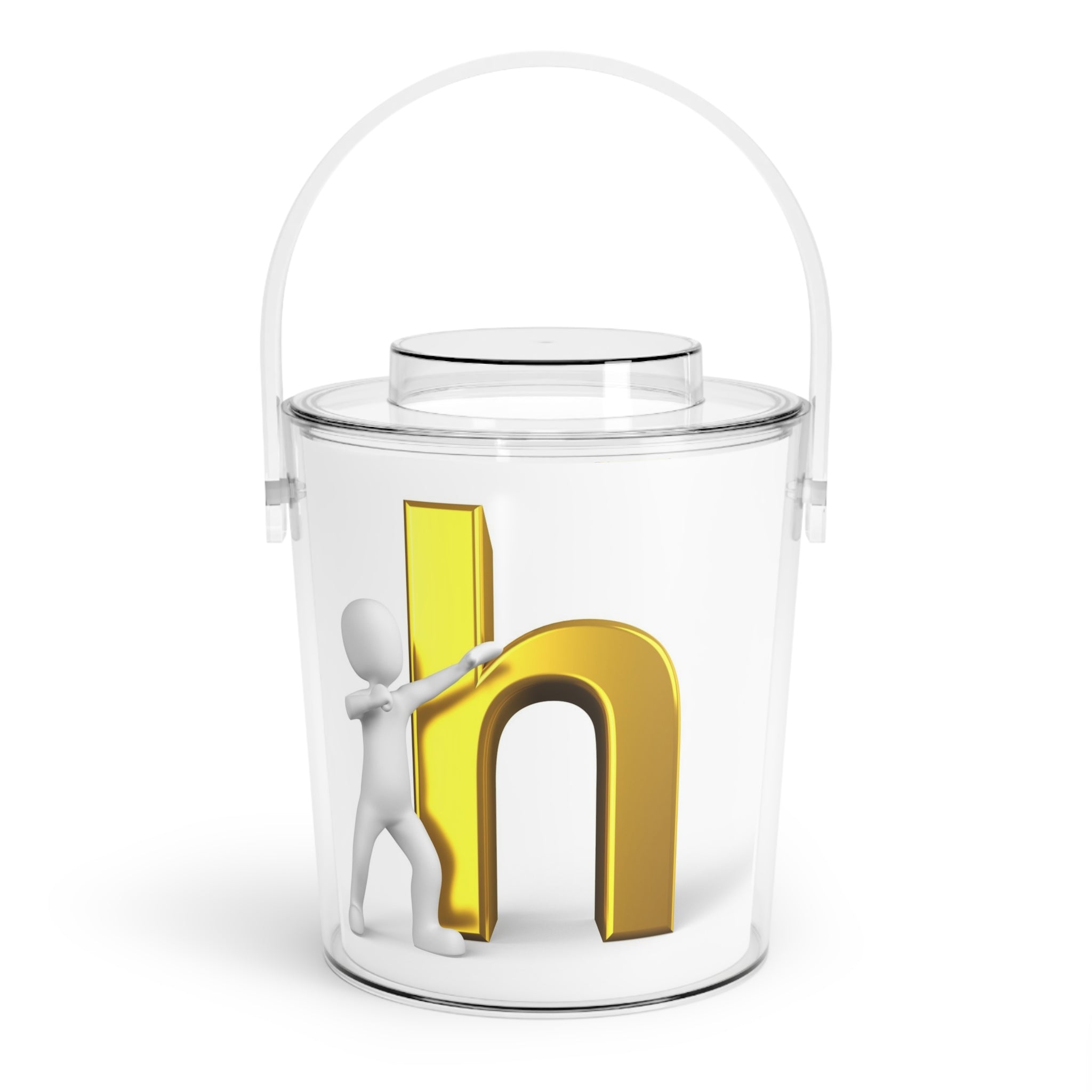 3D Gold Letter H Design Ice Bucket | Acrylic Ice Bucket with Tongs