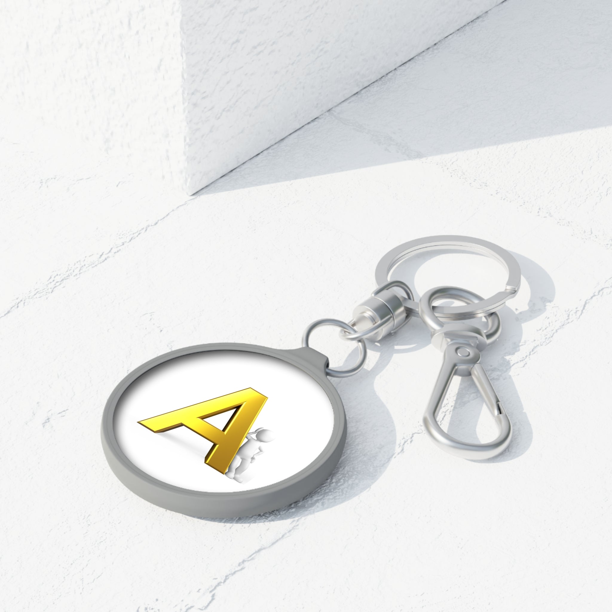 Gold Letter A Keyring Tag | Initial Monogram Keychain, Personalized Keyring