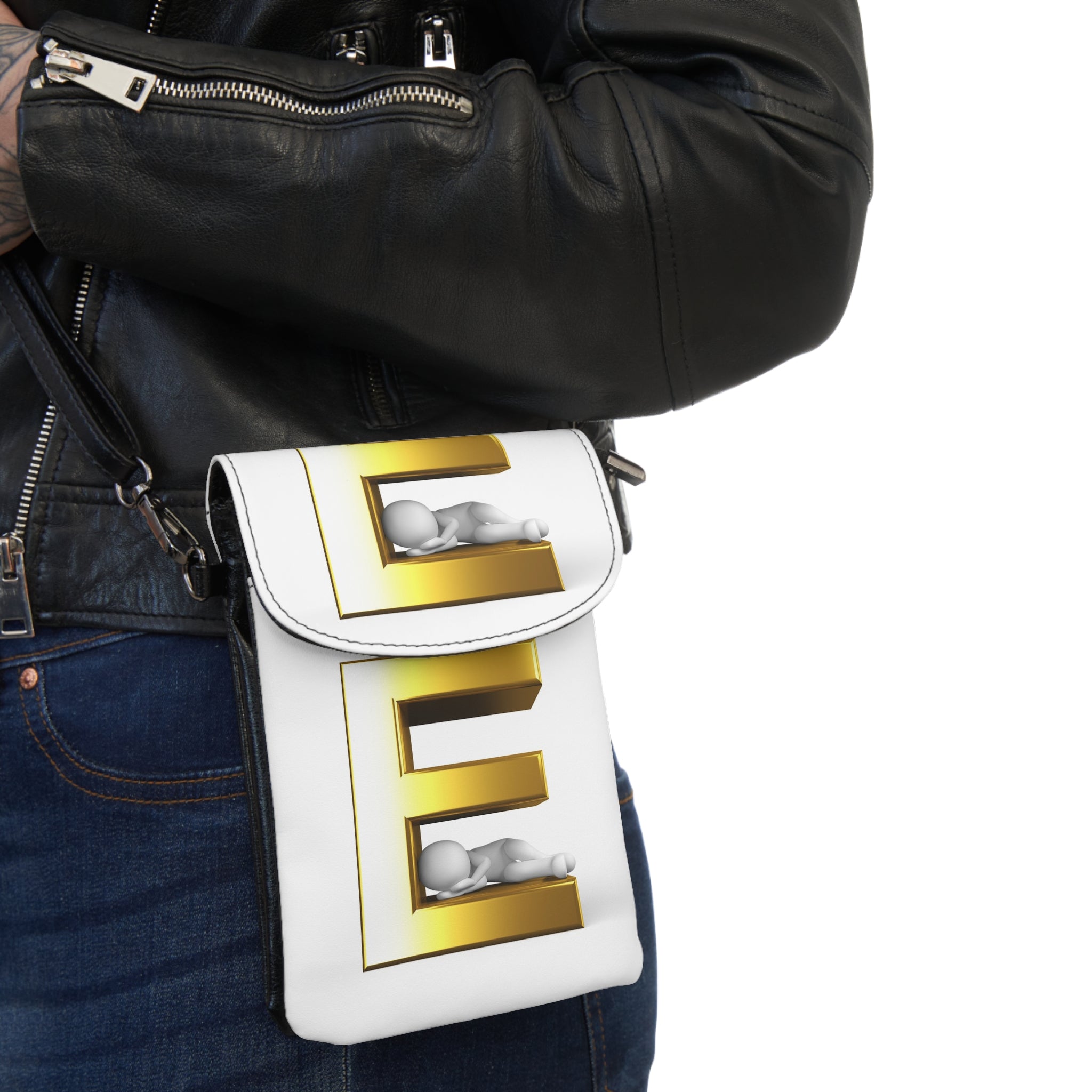 Gold Letter E Monogram Small Cell Phone Wallet | Crossbody Phone Bag