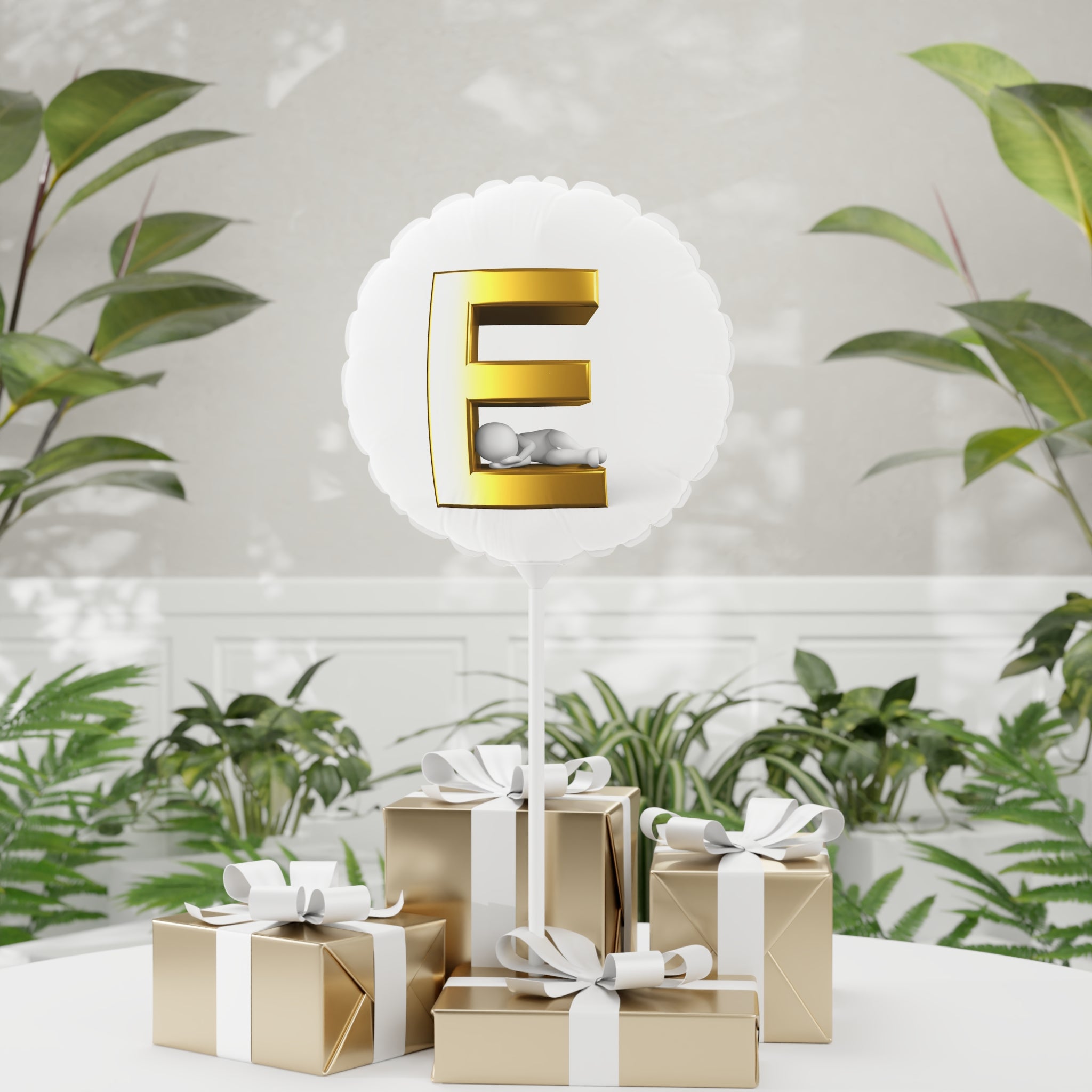 Gold Letter E Balloon 11" Round Mylar Balloon