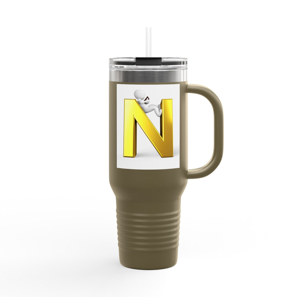 Yellow 3D Letter N Monogram Travel Mug 40oz | Insulated Tumbler