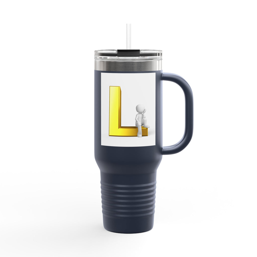 Gold Letter L Monogram Travel Mug | 40oz Insulated Tumbler