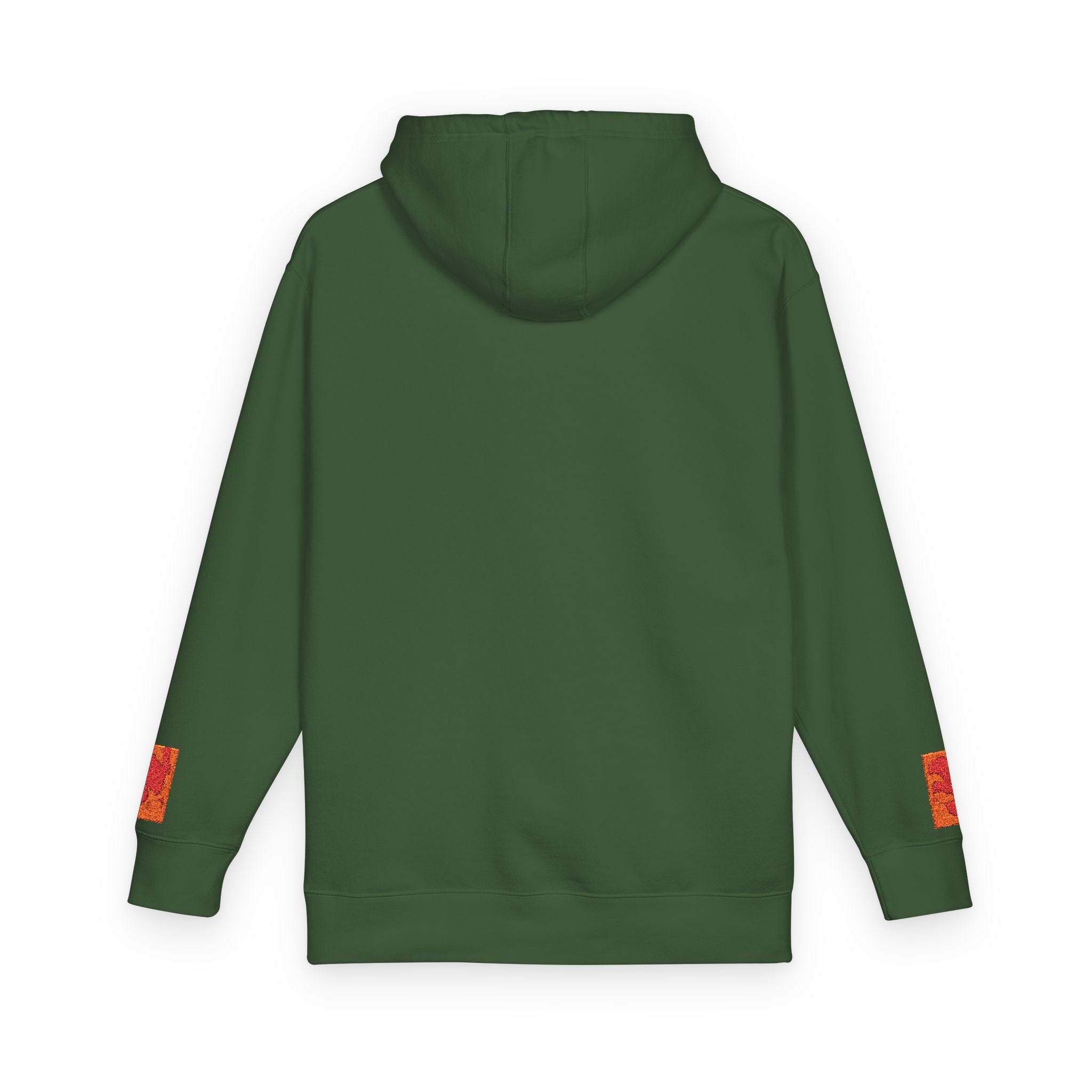 Orange Phoenix Pixel Art Hoodie | Square Chest & Sleeve Patch