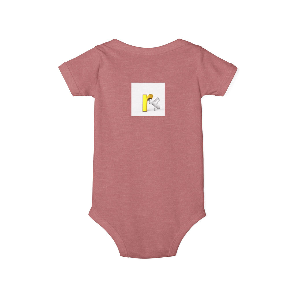 Yellow Letter R Monogram Baby Onesie | Infant Jersey One Piece