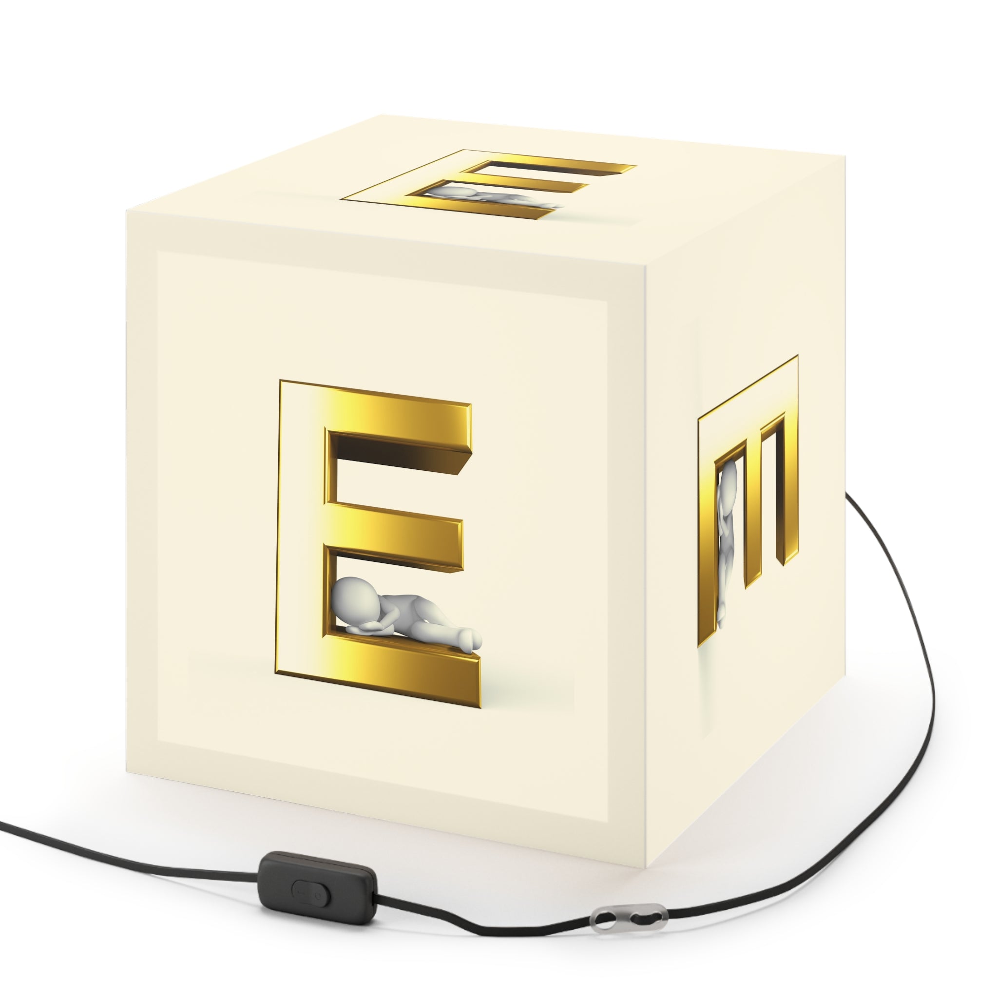 Gold Letter E Cube Lamp | Light Cube Lamp