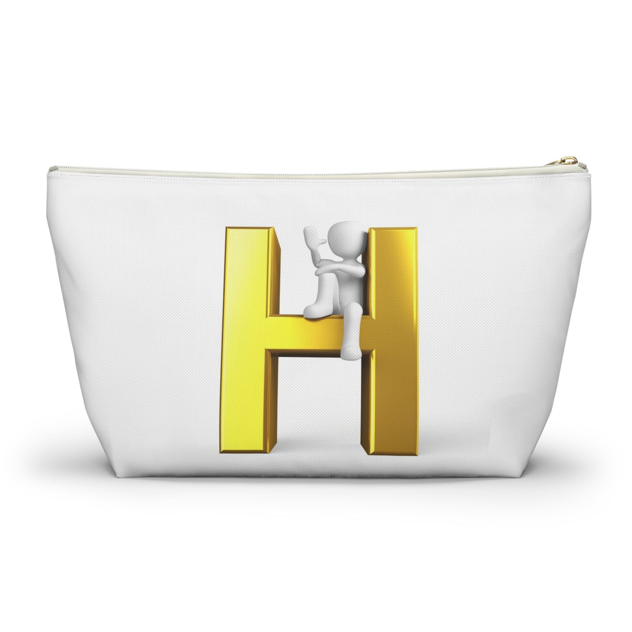 Gold 3D Letter H with Climbing Figure Accessory Pouch