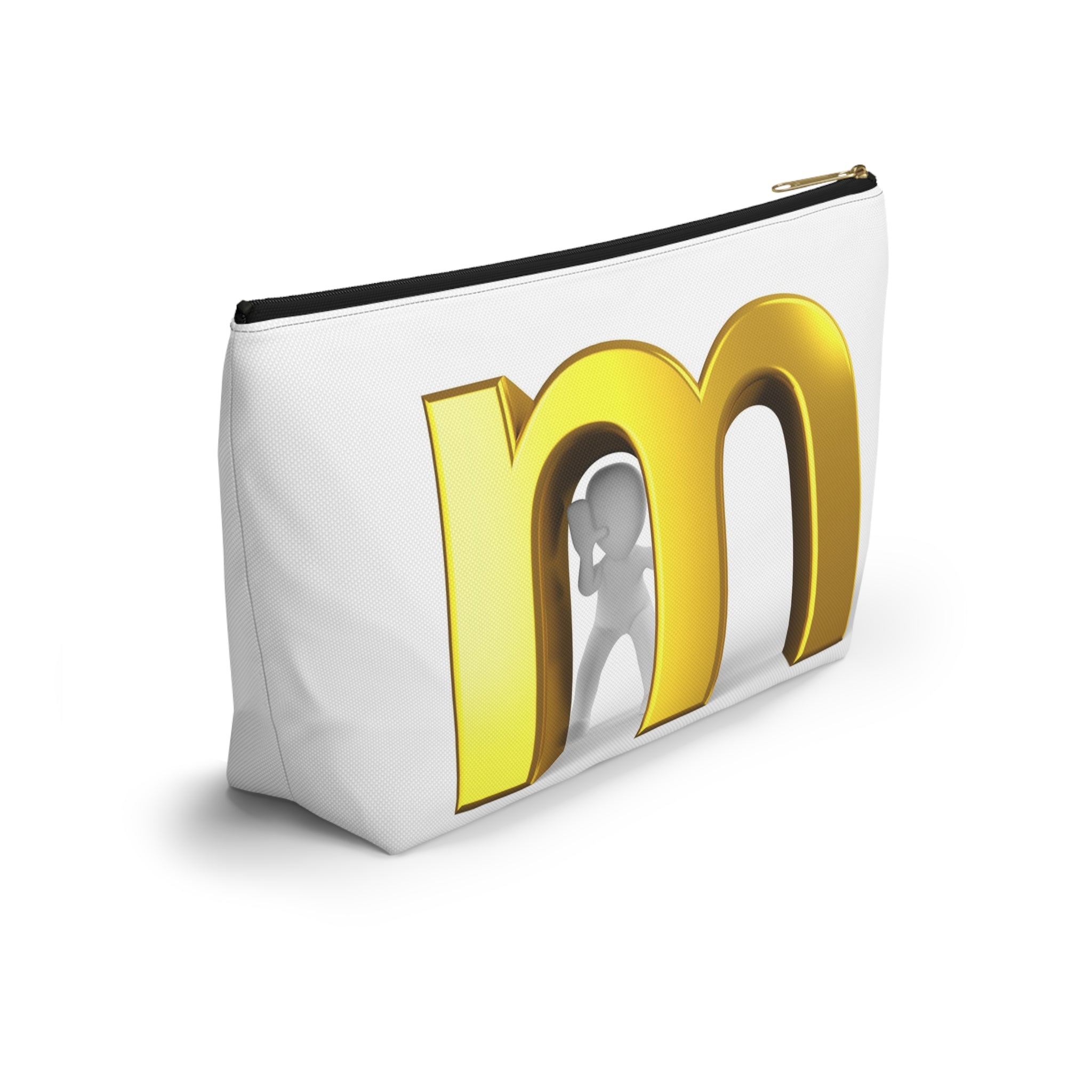Gold Letter M Monogram Accessory Pouch | T-Bottom Makeup Bag