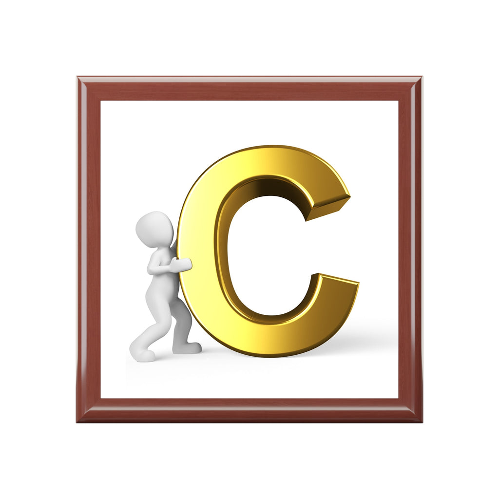 Gold Letter C Monogram Jewelry Box | Personalized Initial Keepsake