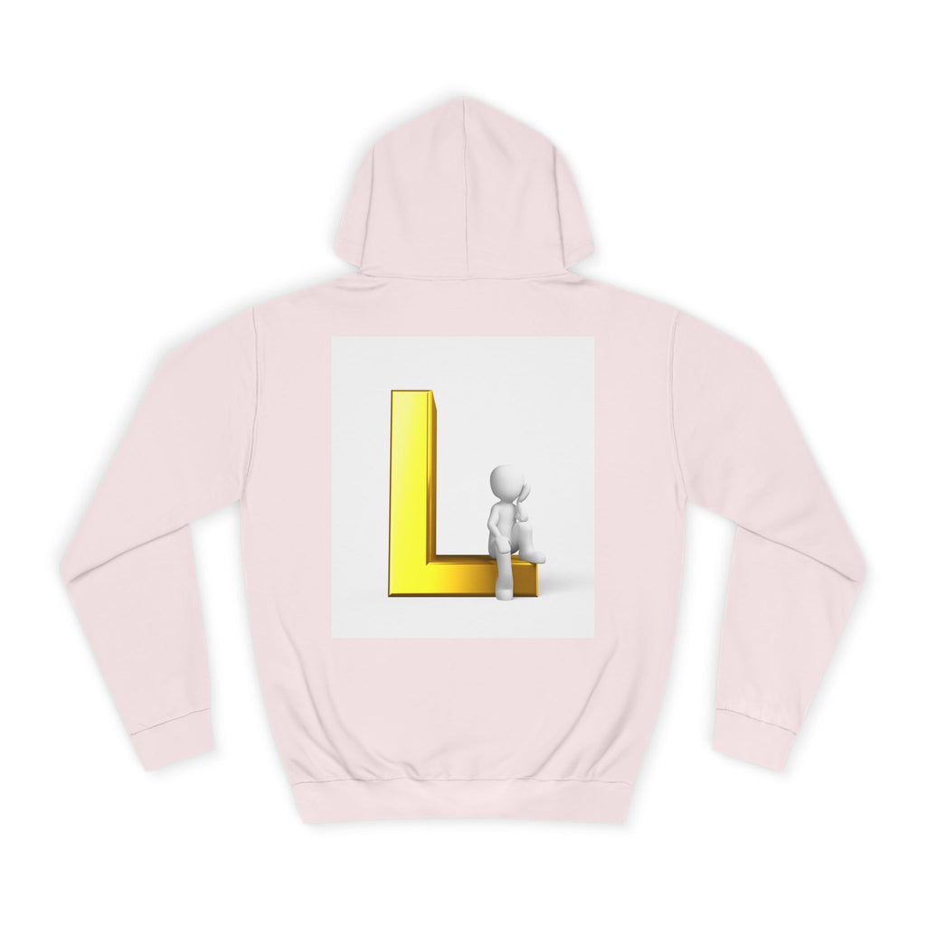 3D Letter L with Figure Hoodie | Initial L Sweatshirt