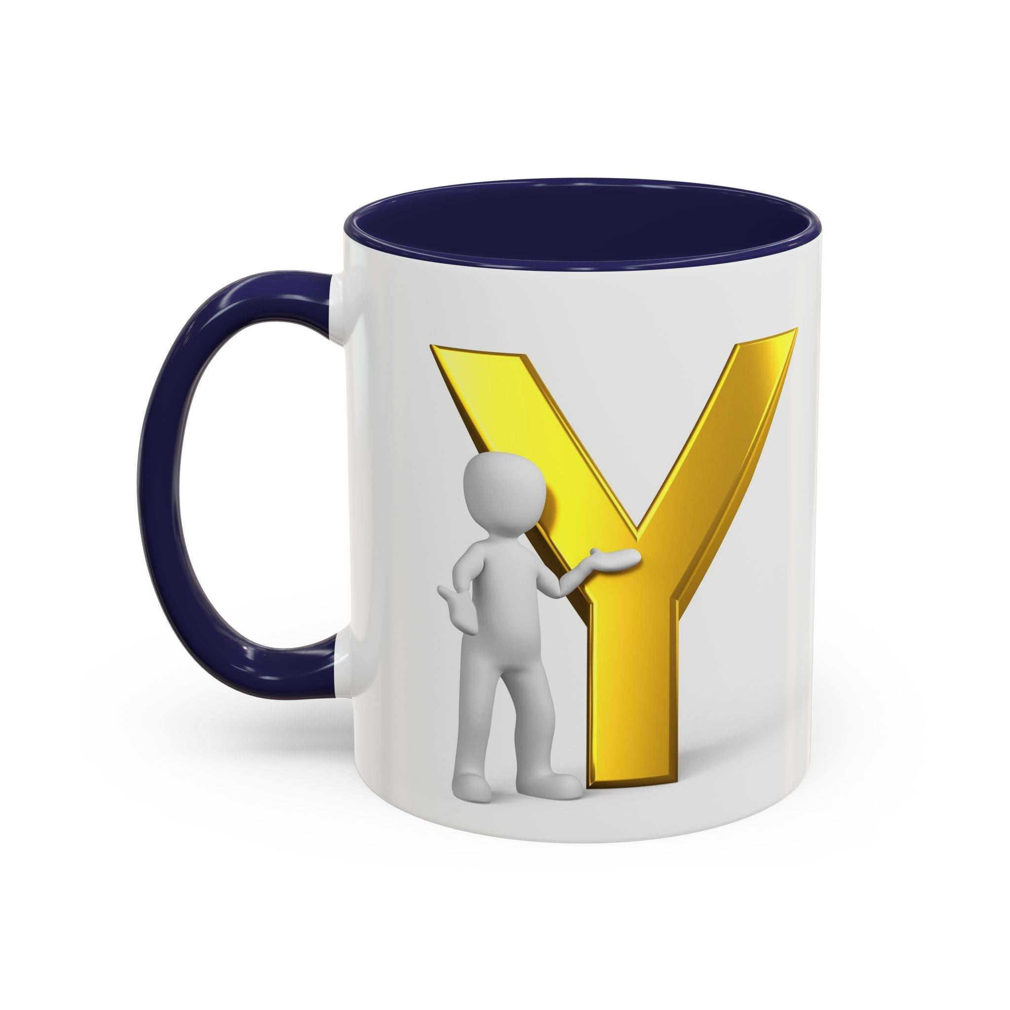 Goldbuchstabe Y mit Motiv Kaffeetasse | Akzentgriff und Innenseite
