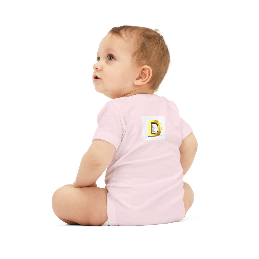 Gold Letter D Infant Onesie | Baby Monogram Initial Bodysuit
