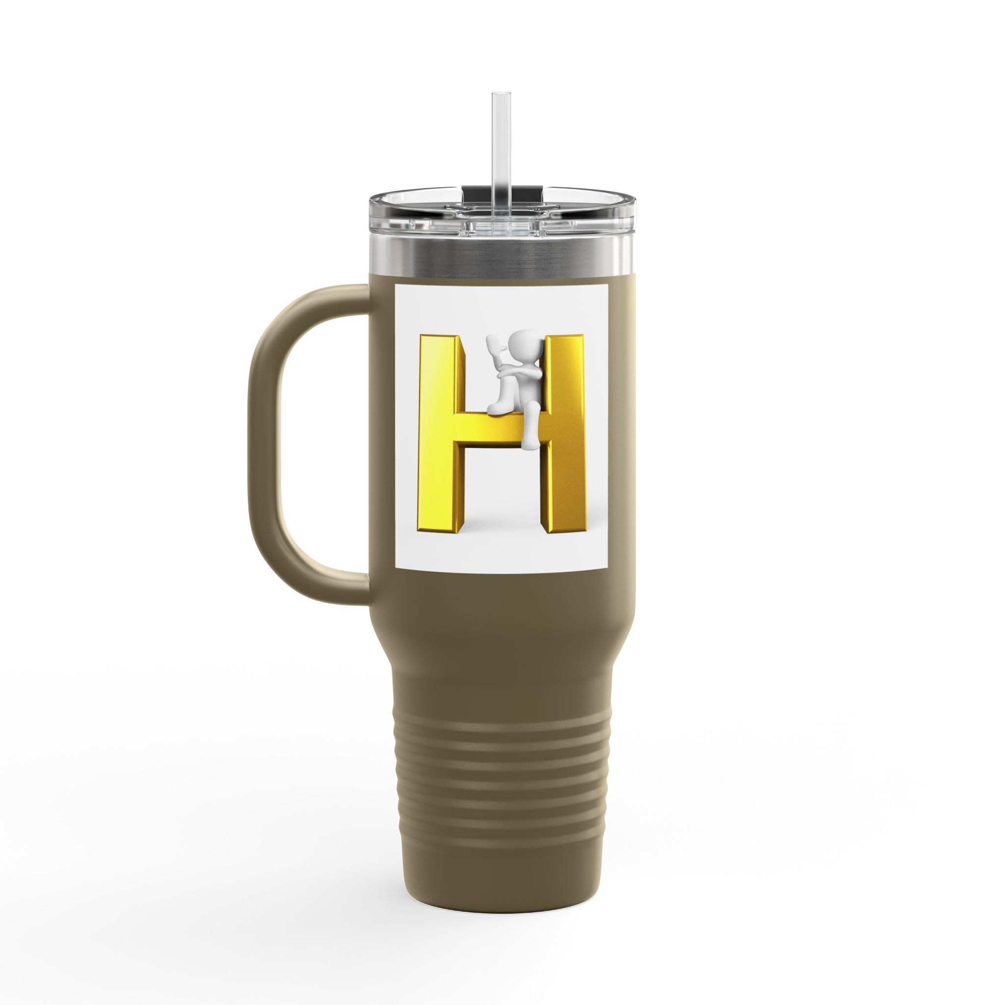 3D Yellow Letter H Monogram Travel Mug | 40oz Insulated Tumbler