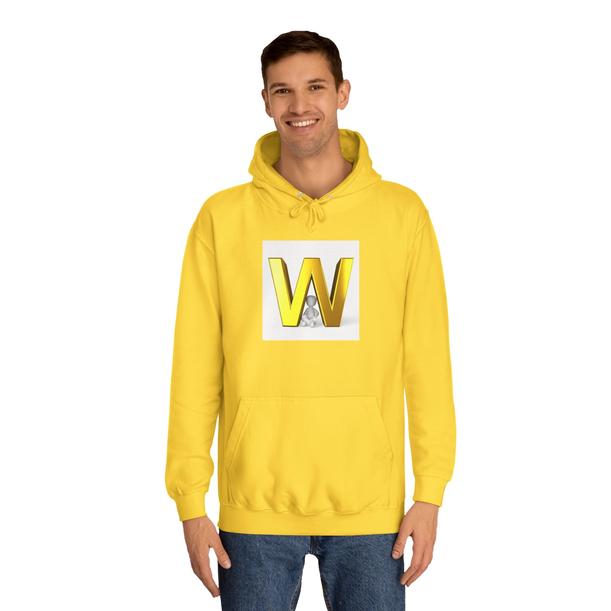 Gold 3D Letter W Hoodie | Monogram Initial Sweatshirt