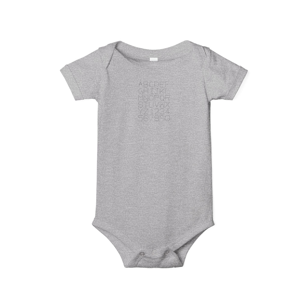 Minimal Dotted Alphabet Infant Onesie | Plain Baby Bodysuit