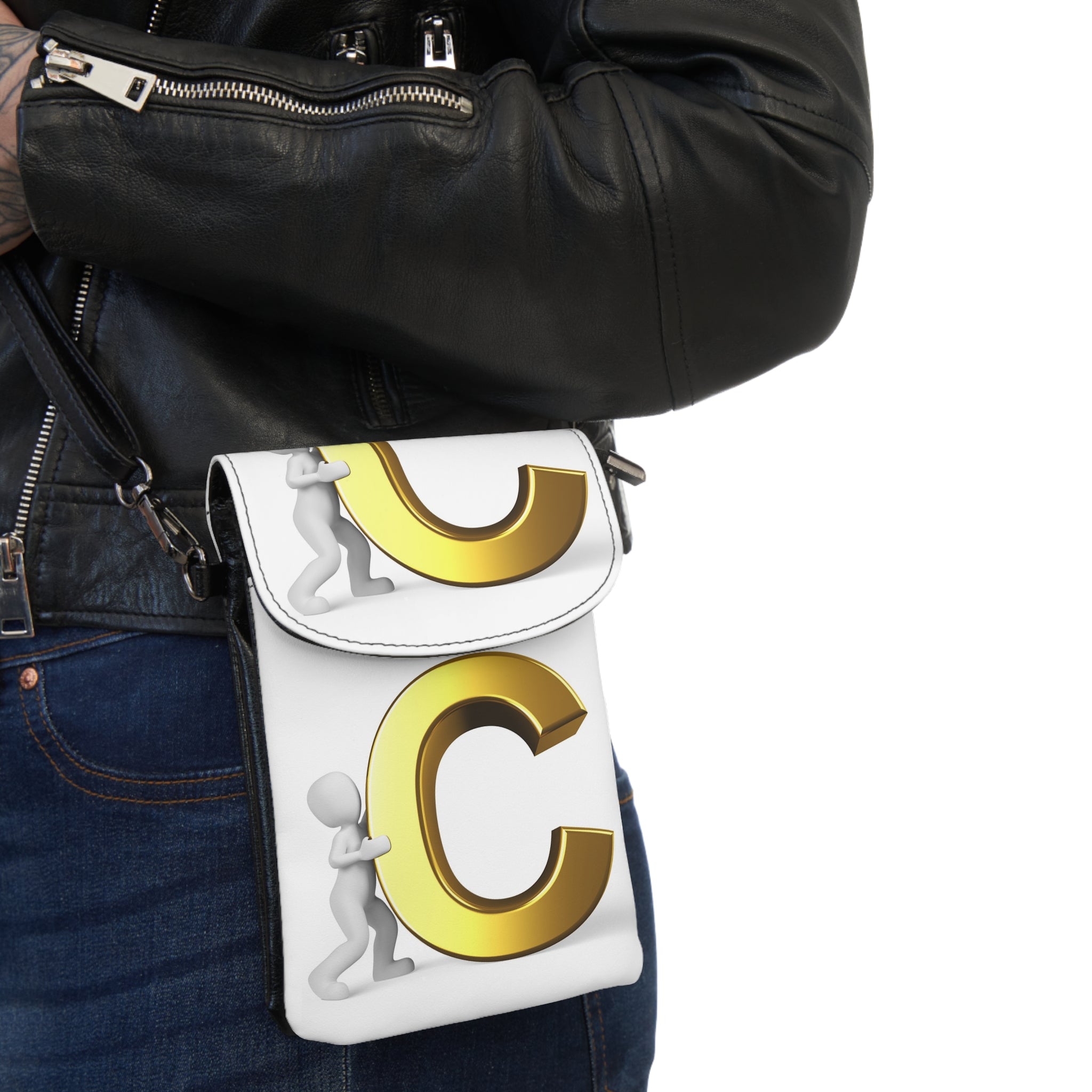 Gold Letter C Monogram Small Cell Phone Wallet | Initial C Phone Pouch