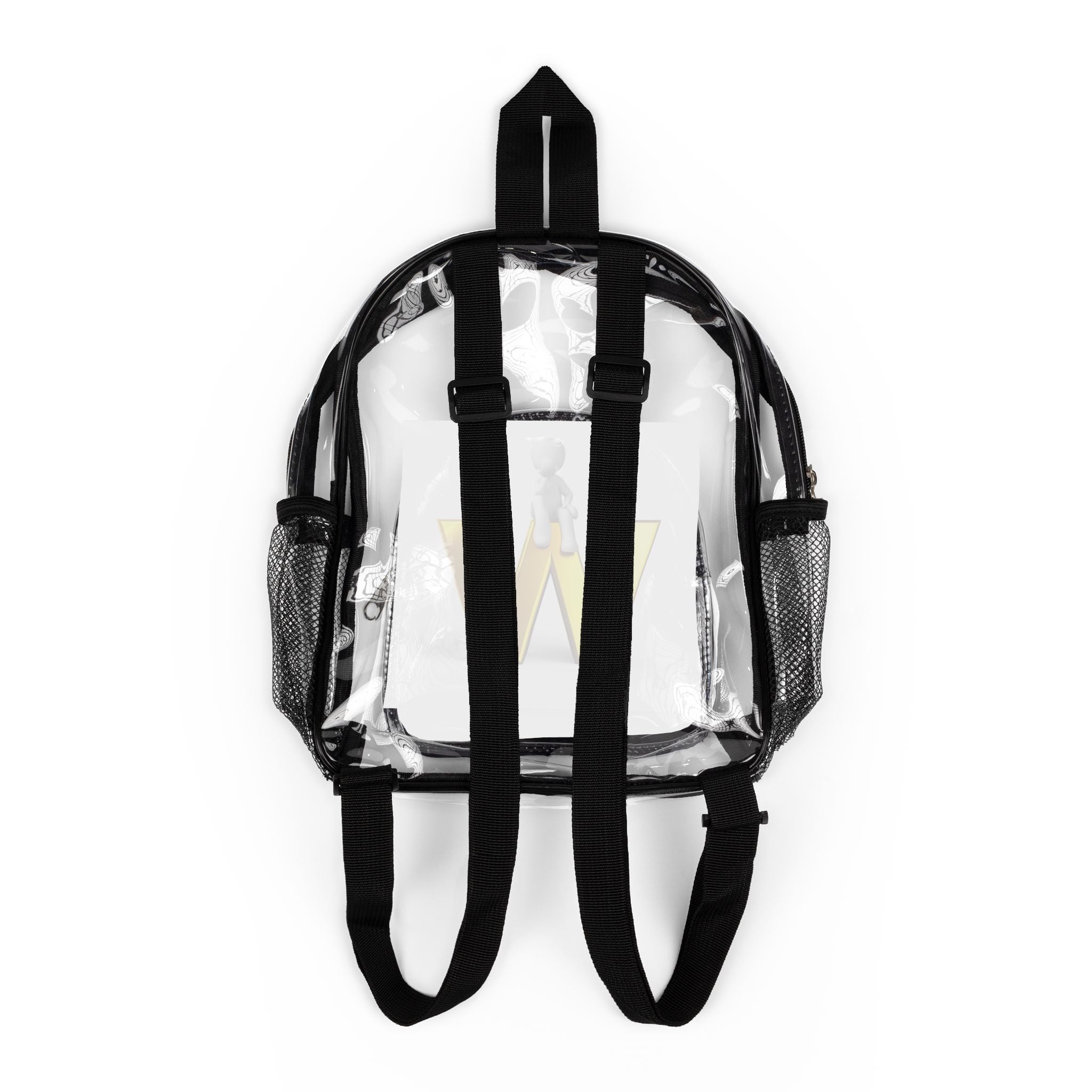 Gold W Letter Logo Clear Stadium Backpack | Transparent School Bag