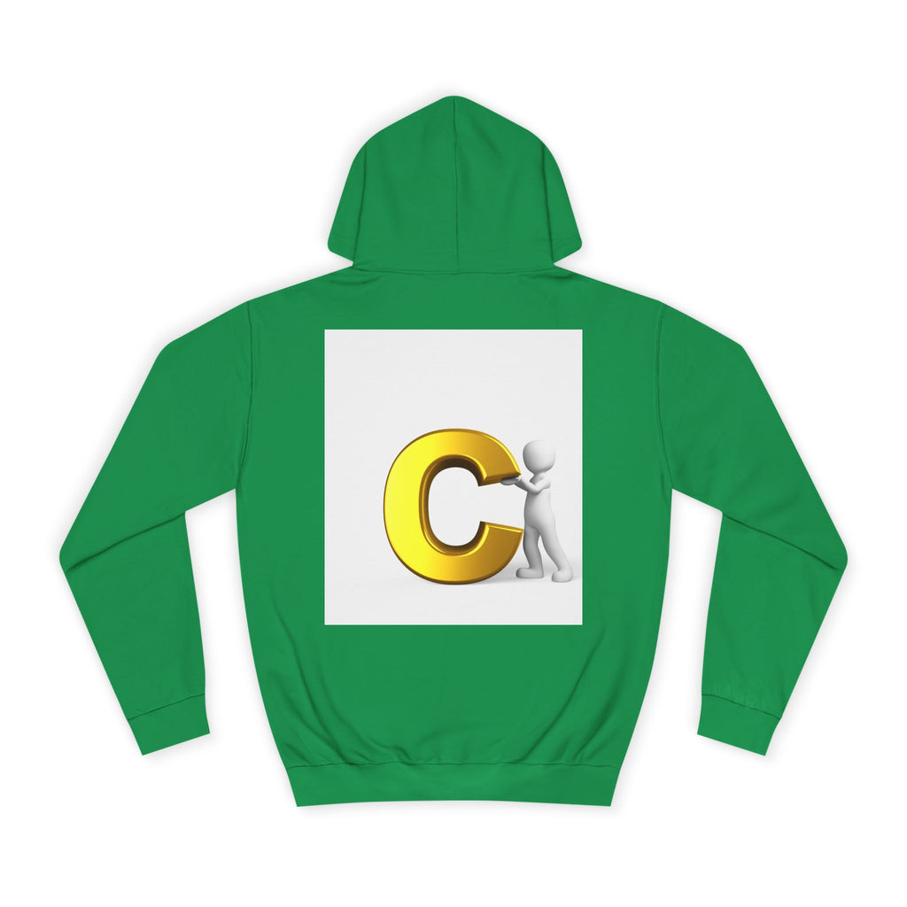 3D Yellow Letter C with Character Hoodie | Initial Monogram Sweatshirt