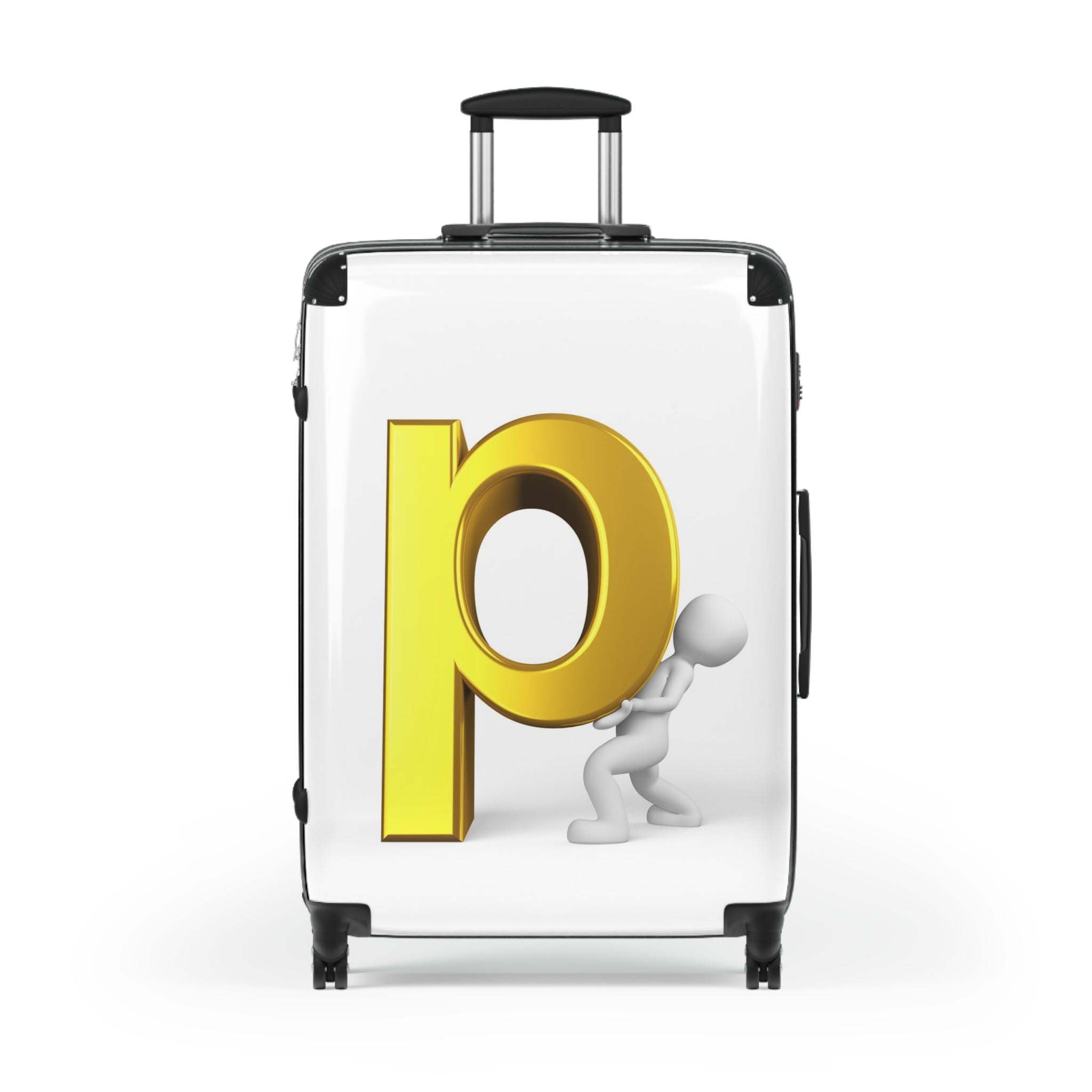 3D Gold Letter P Monogram Suitcase | Personalized Luggage Sticker Decal
