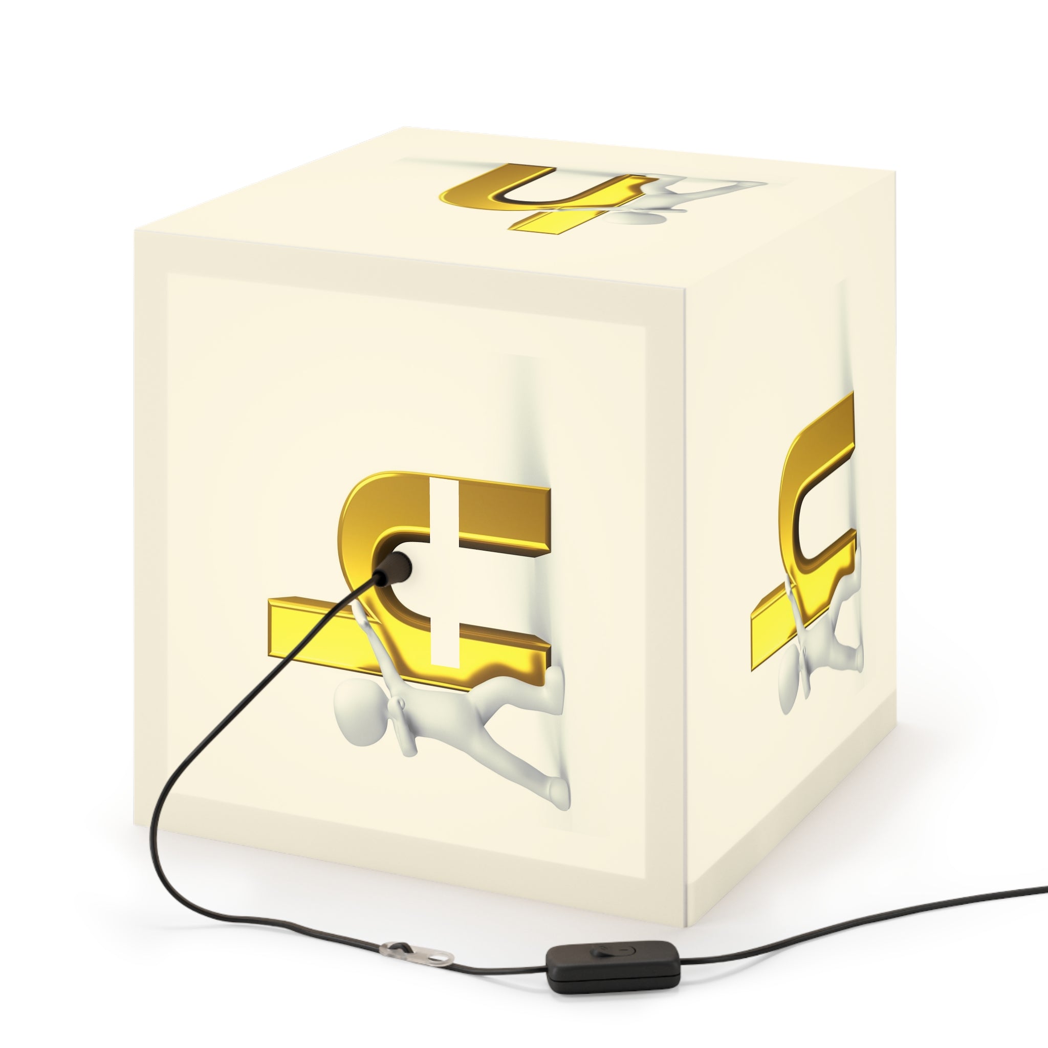 3D Figure Hugging Gold Letter H Light Cube Lamp | Kids Room Nightlight
